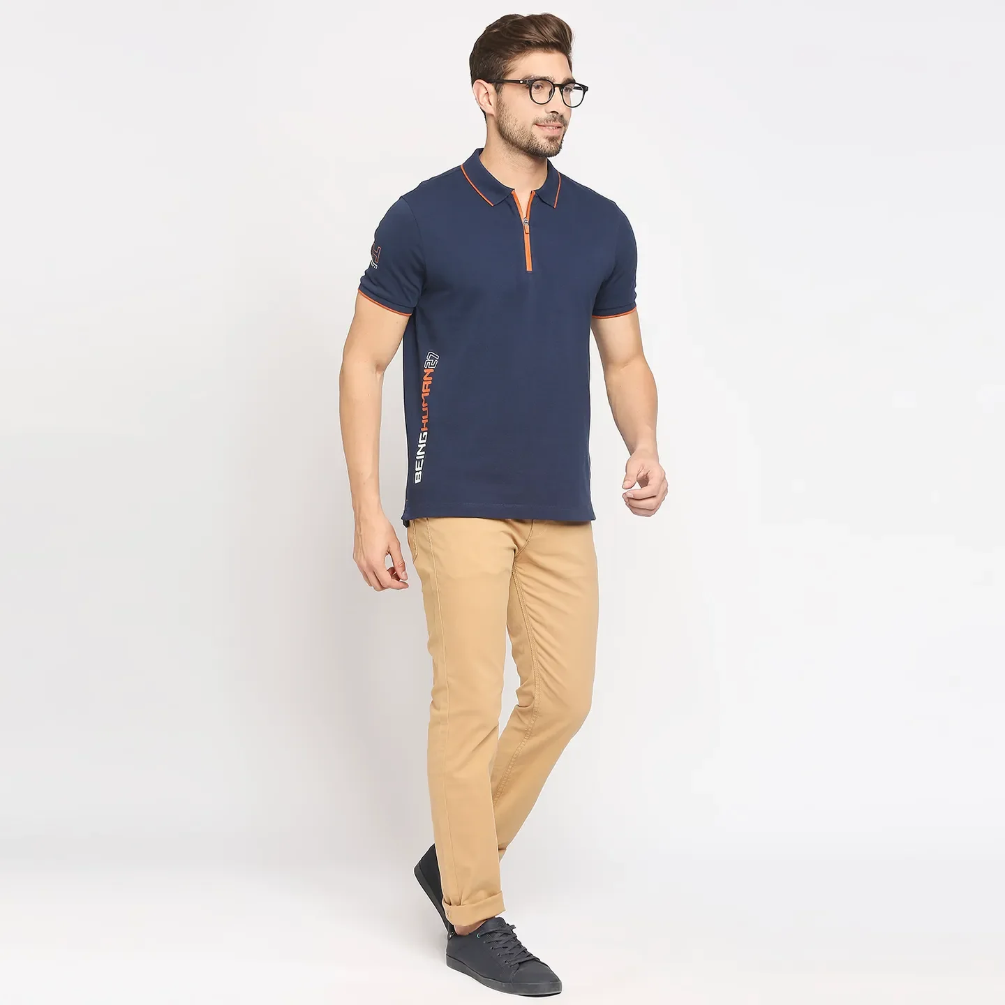 Blue Regular Fit Men's Polo T-Shirt by Being Human Clothing - Image 6