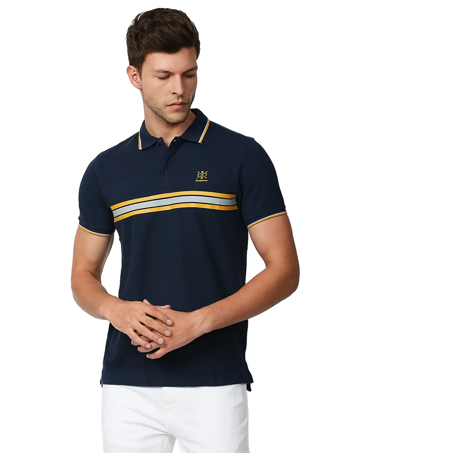 Blue Regular Fit Men's Polo T-Shirt by Being Human Clothing