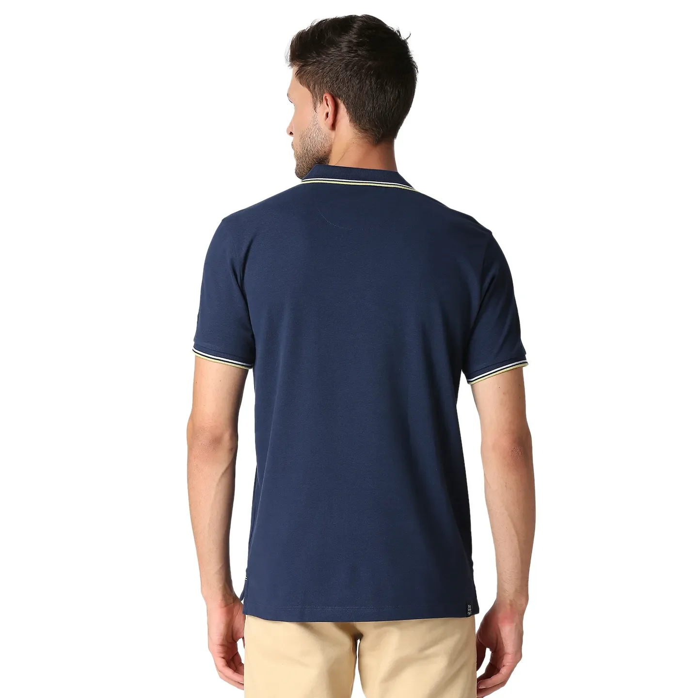 Blue Slim Straight Fit Men's Polo T-Shirt by Being Human Clothing - Image 4