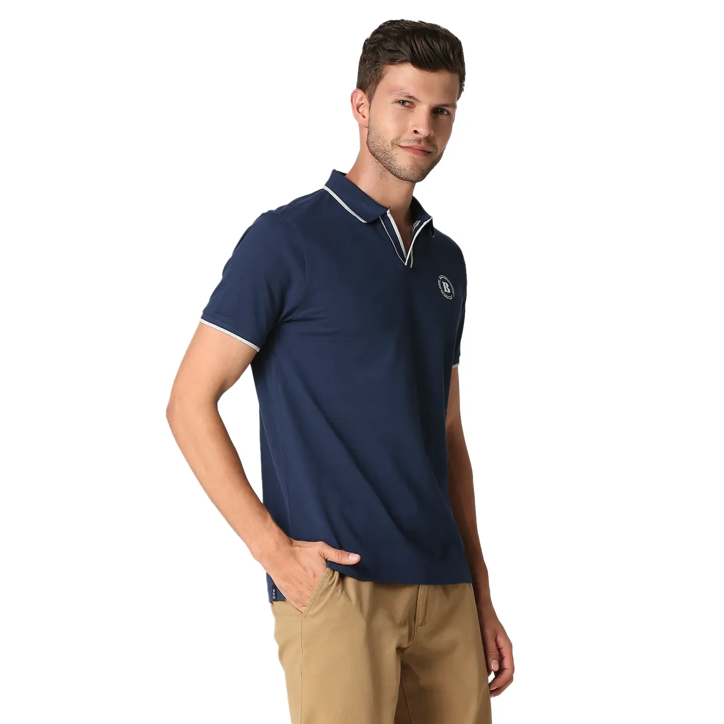 Blue Regular Fit Men's Polo T-Shirt by Being Human Clothing - Image 3