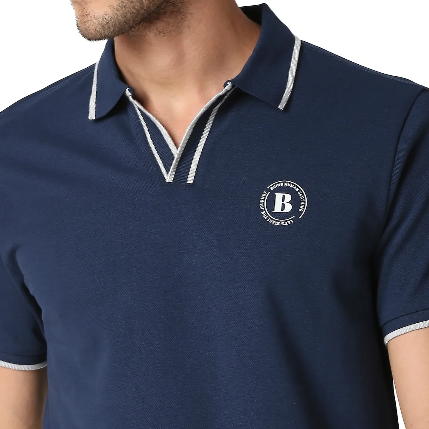 Blue Regular Fit Men's Polo T-Shirt by Being Human Clothing - Image 5
