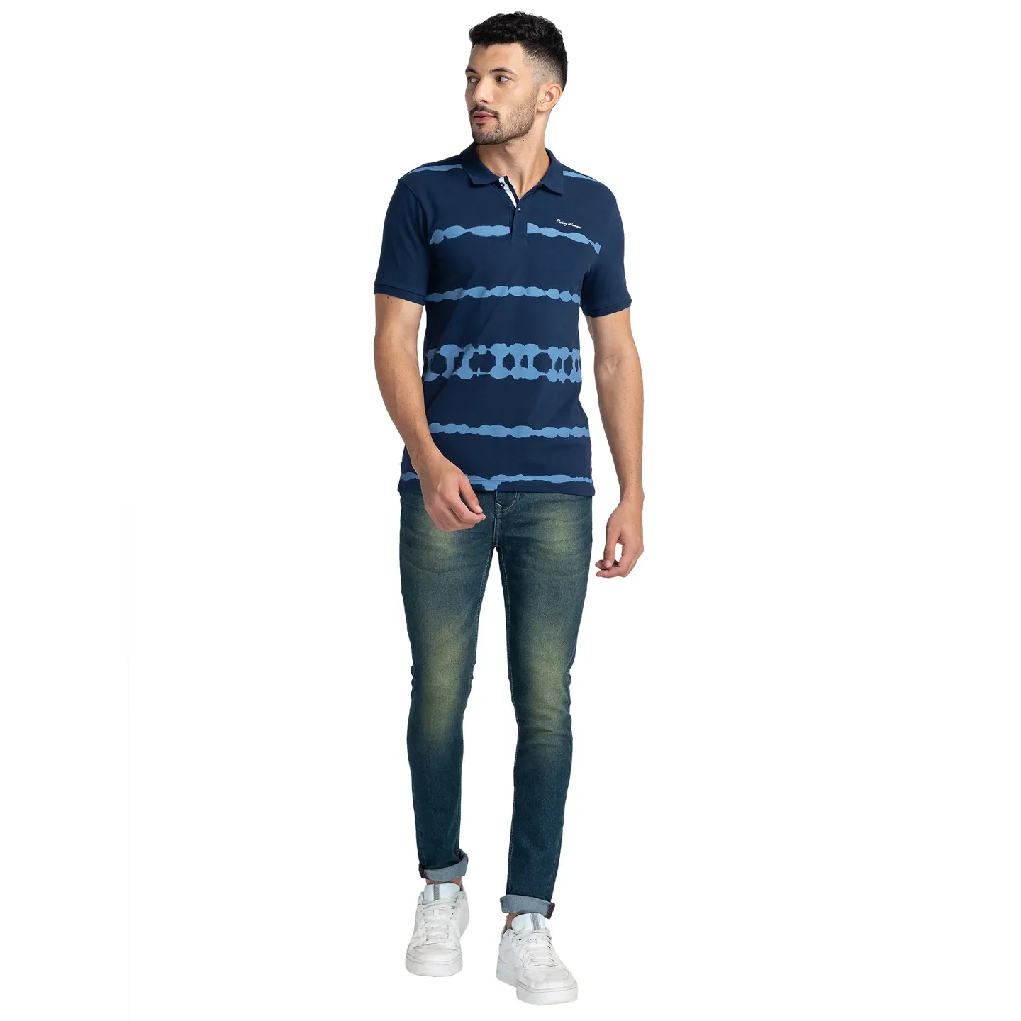 Navy Regular Fit Men's Polo T-Shirt by Being Human Clothing - Image 2