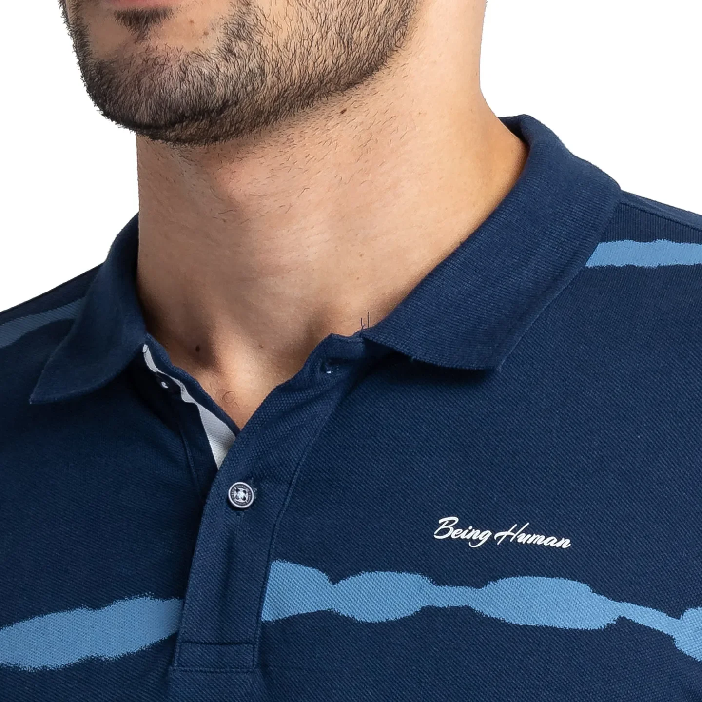 Navy Regular Fit Men's Polo T-Shirt by Being Human Clothing - Image 5