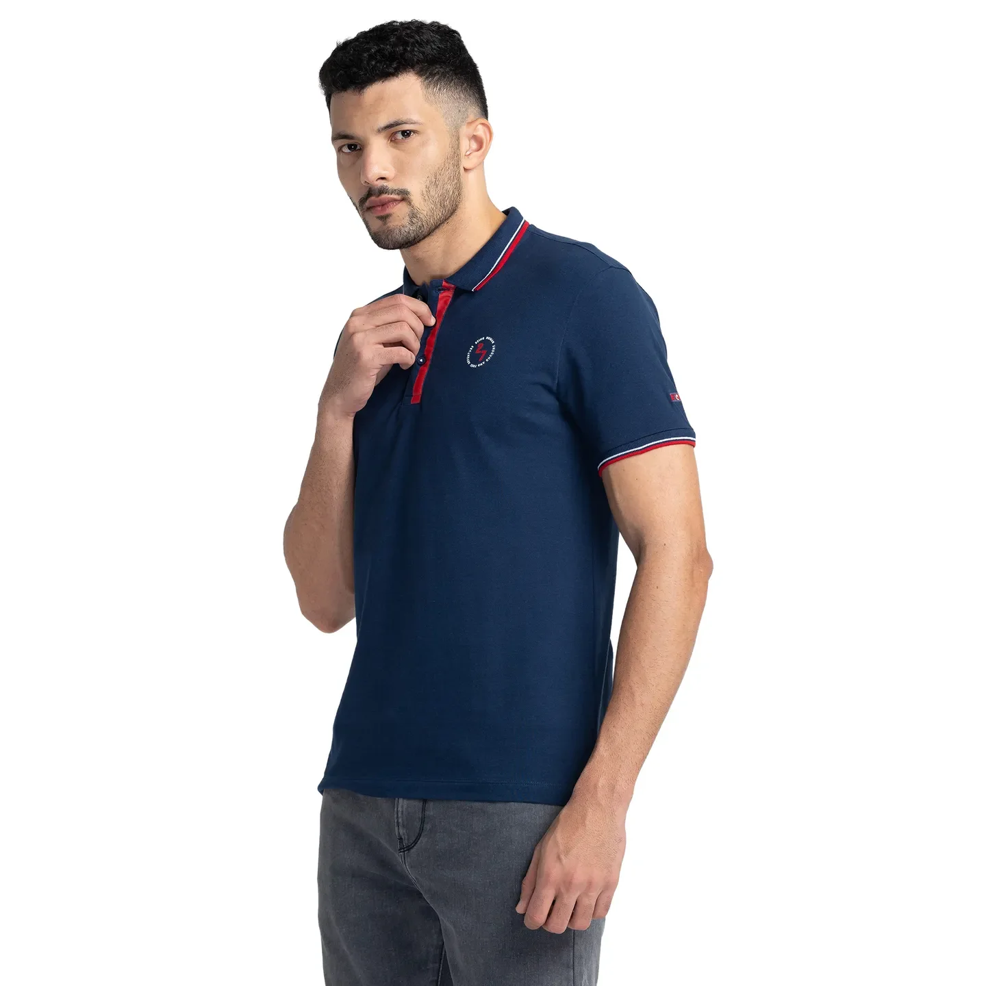 Blue Regular Fit Men's Polo T-Shirt by Being Human Clothing - Image 4