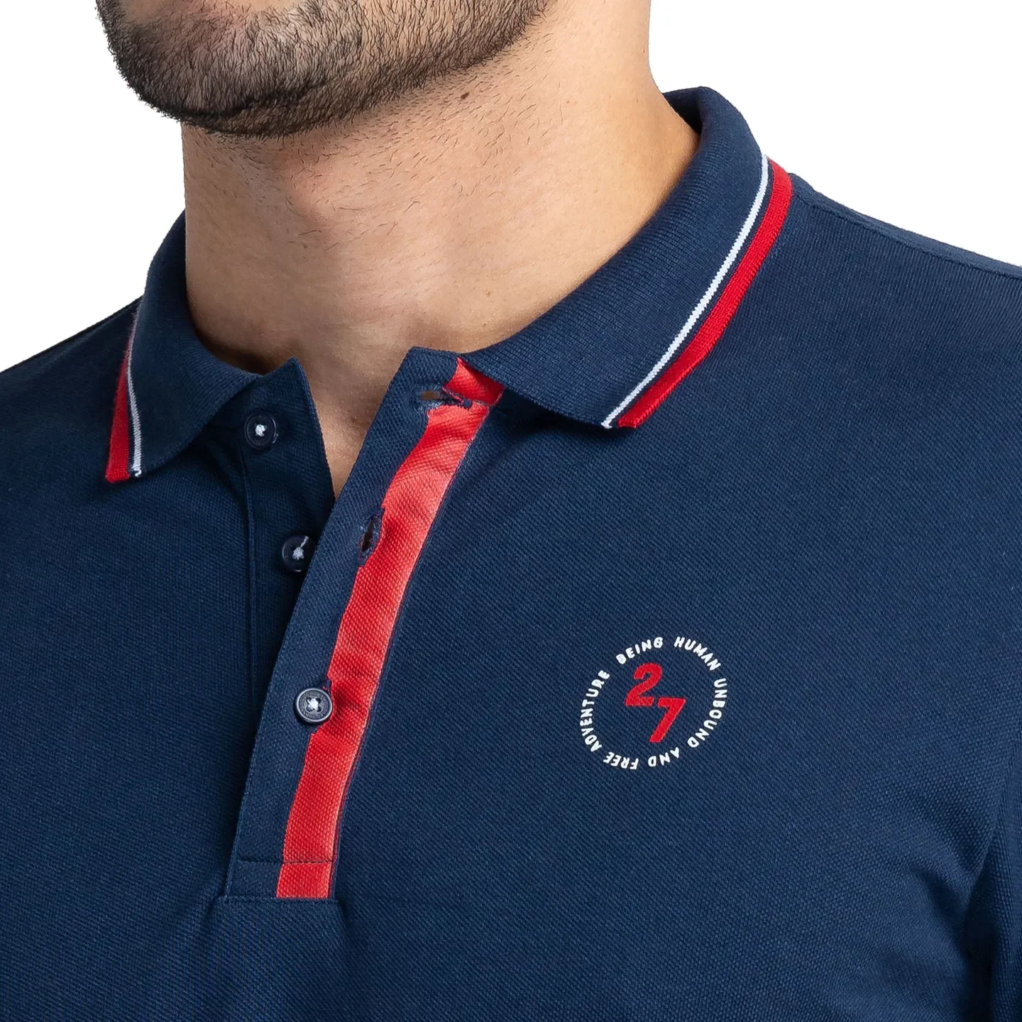 Blue Regular Fit Men's Polo T-Shirt by Being Human Clothing - Image 5