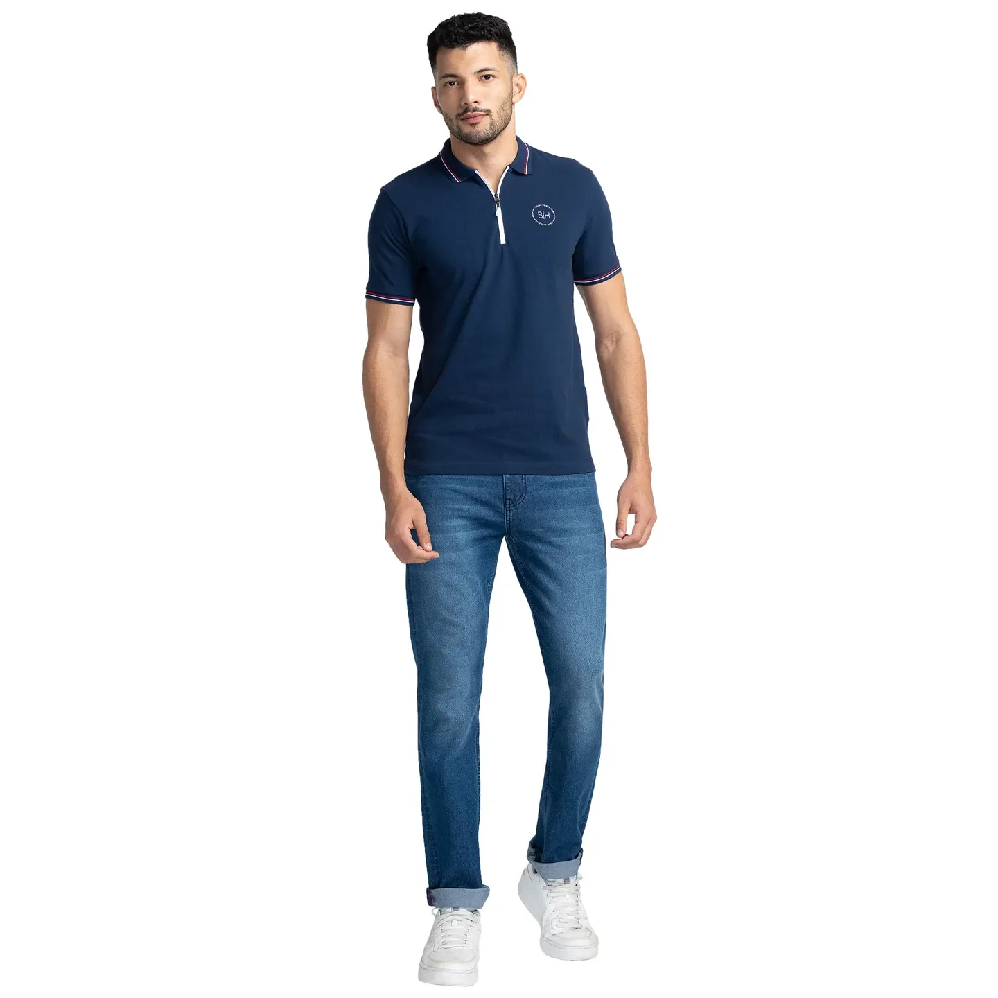 Blue Regular Fit Men's Polo T-Shirt by Being Human Clothing - Image 2