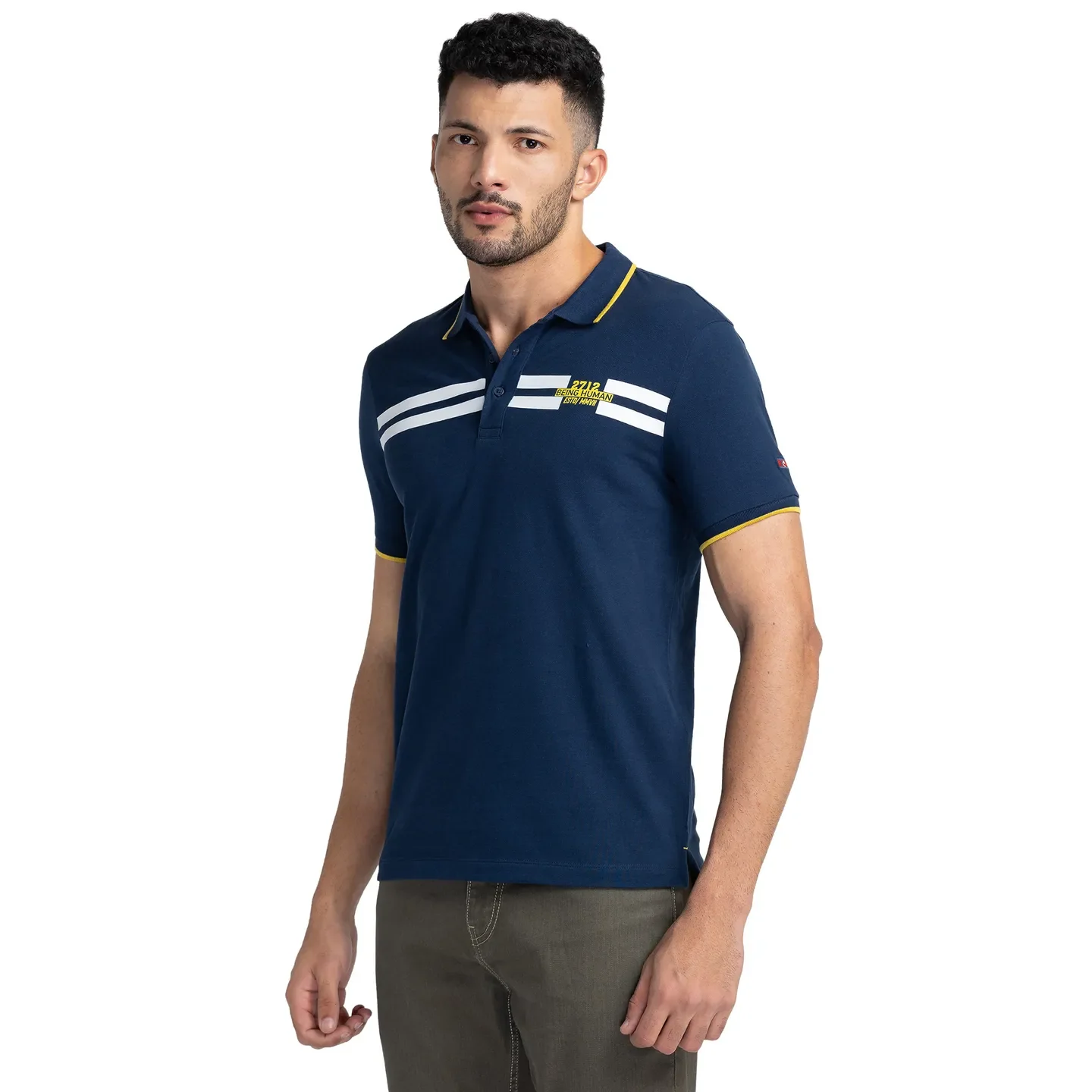 Blue Regular Fit Men's Polo T-Shirt by Being Human Clothing - Image 4