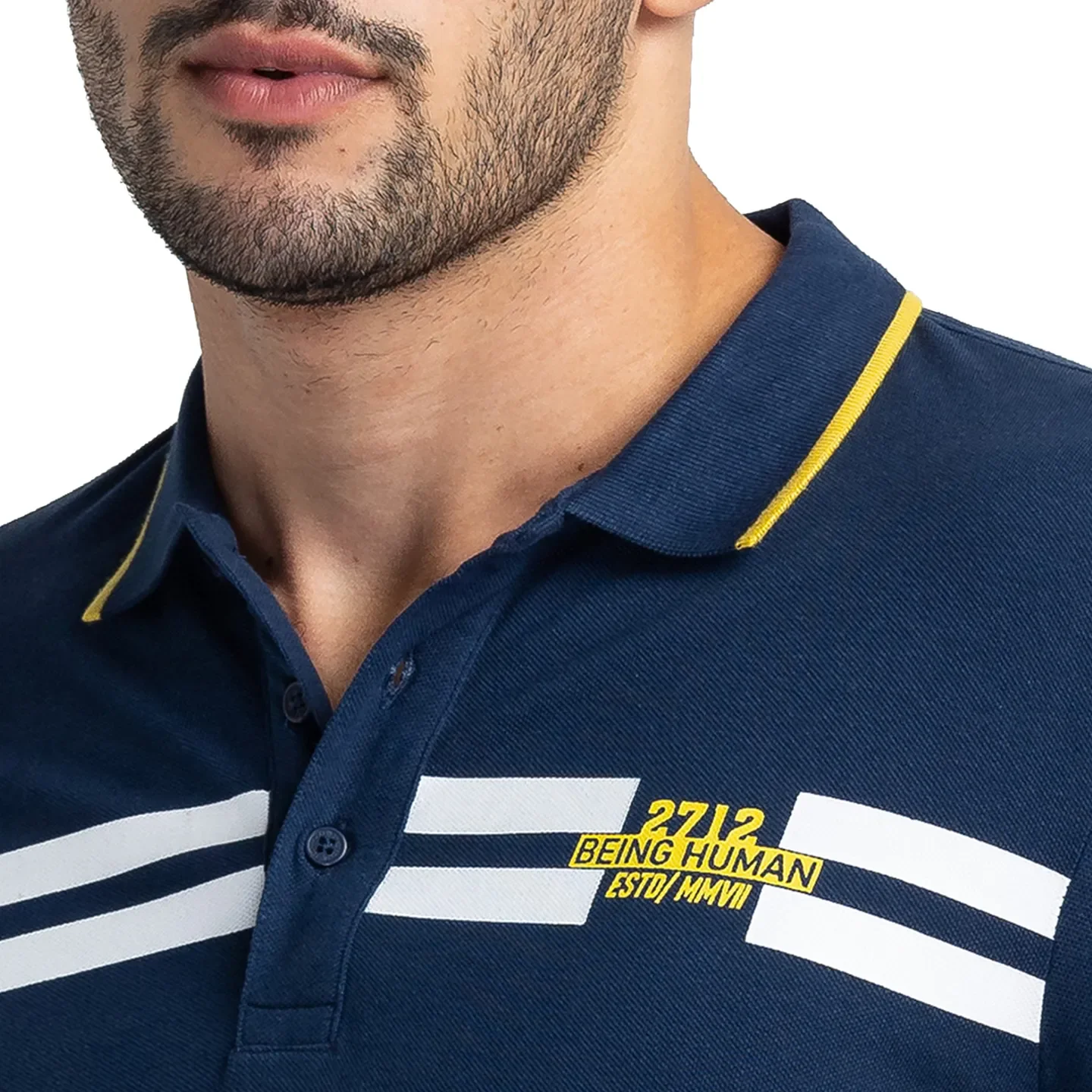 Blue Regular Fit Men's Polo T-Shirt by Being Human Clothing - Image 5