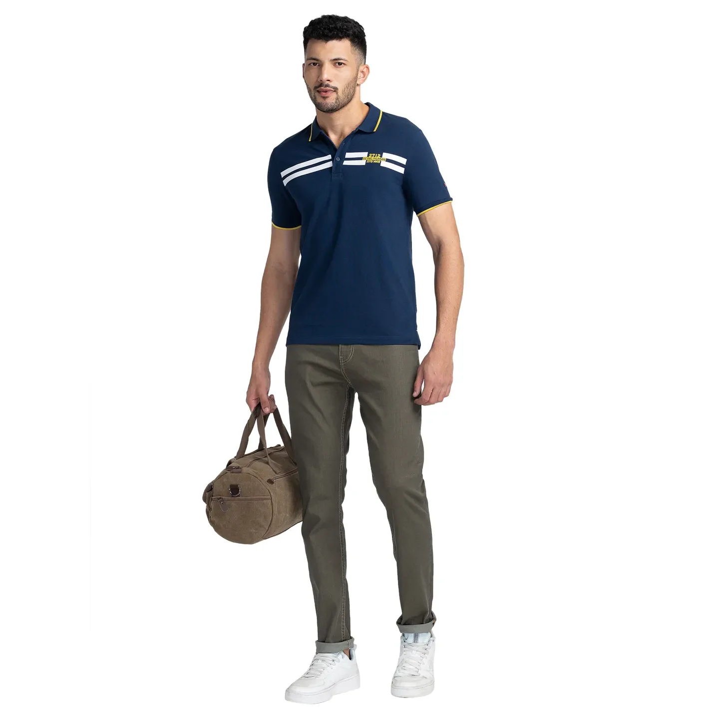 Blue Regular Fit Men's Polo T-Shirt by Being Human Clothing - Image 6