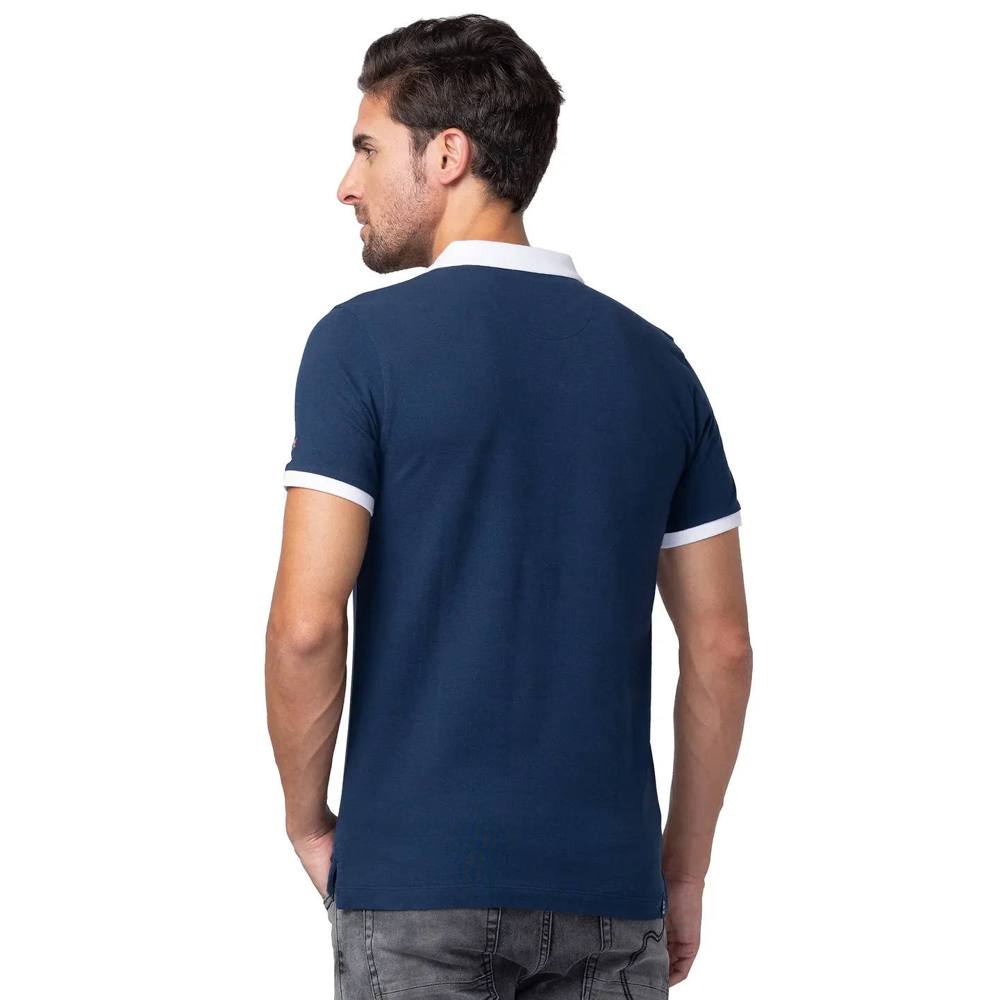 Blue Regular Fit Men's Polo T-Shirt by Being Human Clothing - Image 3