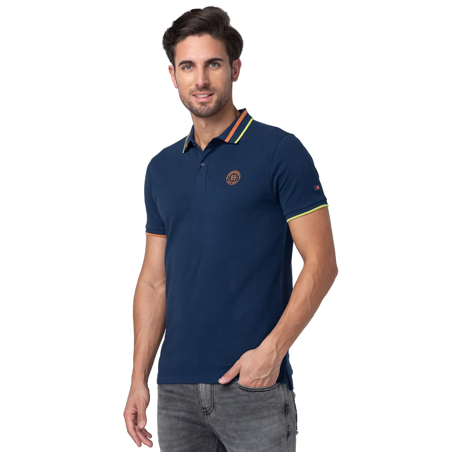 Blue Regular Fit Men's Polo T-Shirt by Being Human Clothing - Image 4