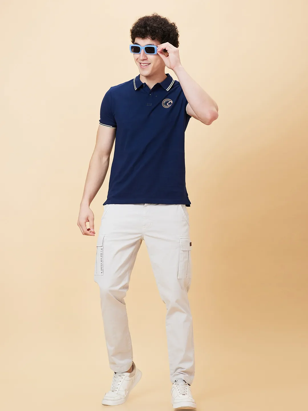 Blue Regular Fit Men's Polo T-Shirt by Being Human Clothing - Image 5