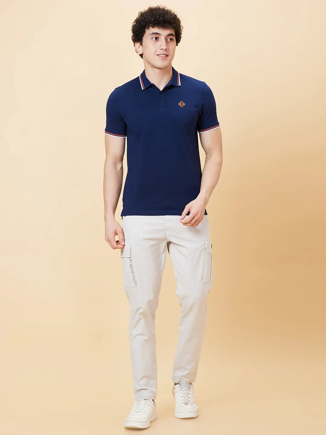 Blue Regular Fit Men's Polo T-Shirt by Being Human Clothing
