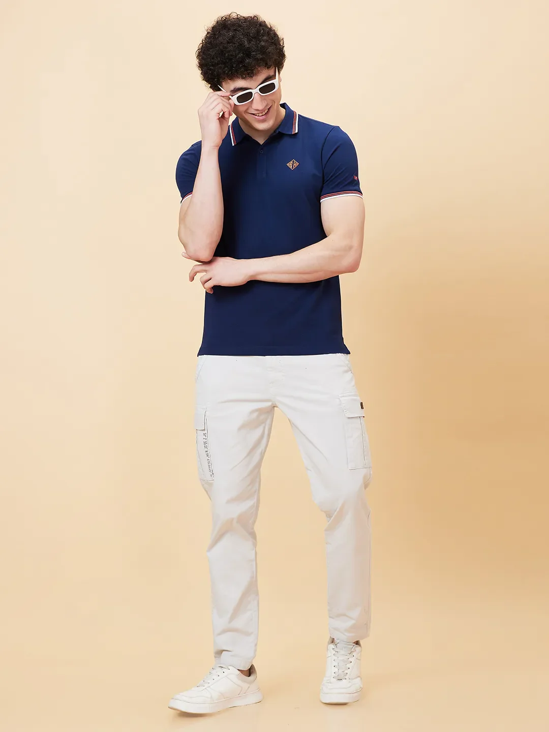 Blue Regular Fit Men's Polo T-Shirt by Being Human Clothing - Image 5