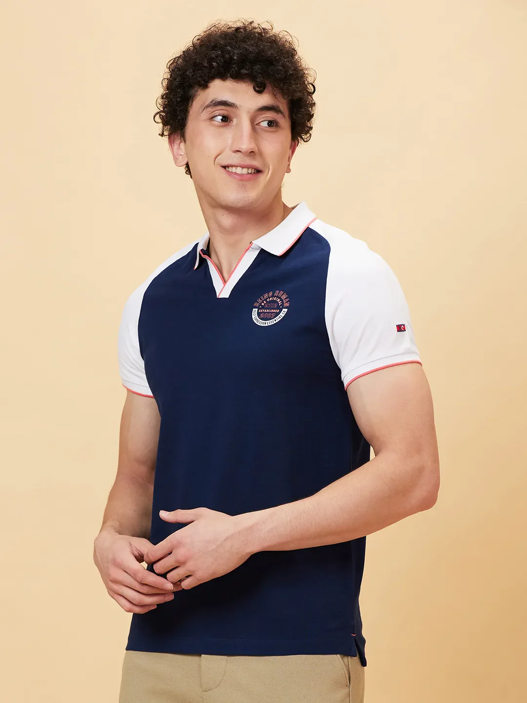 Blue Regular Fit Men's Polo T-Shirt by Being Human Clothing - Image 3