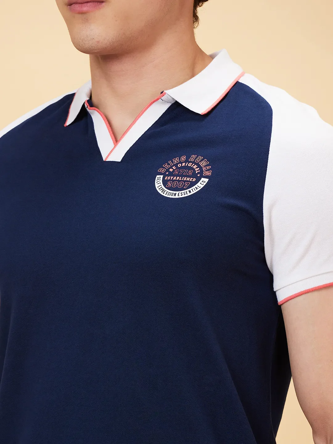 Blue Regular Fit Men's Polo T-Shirt by Being Human Clothing - Image 4