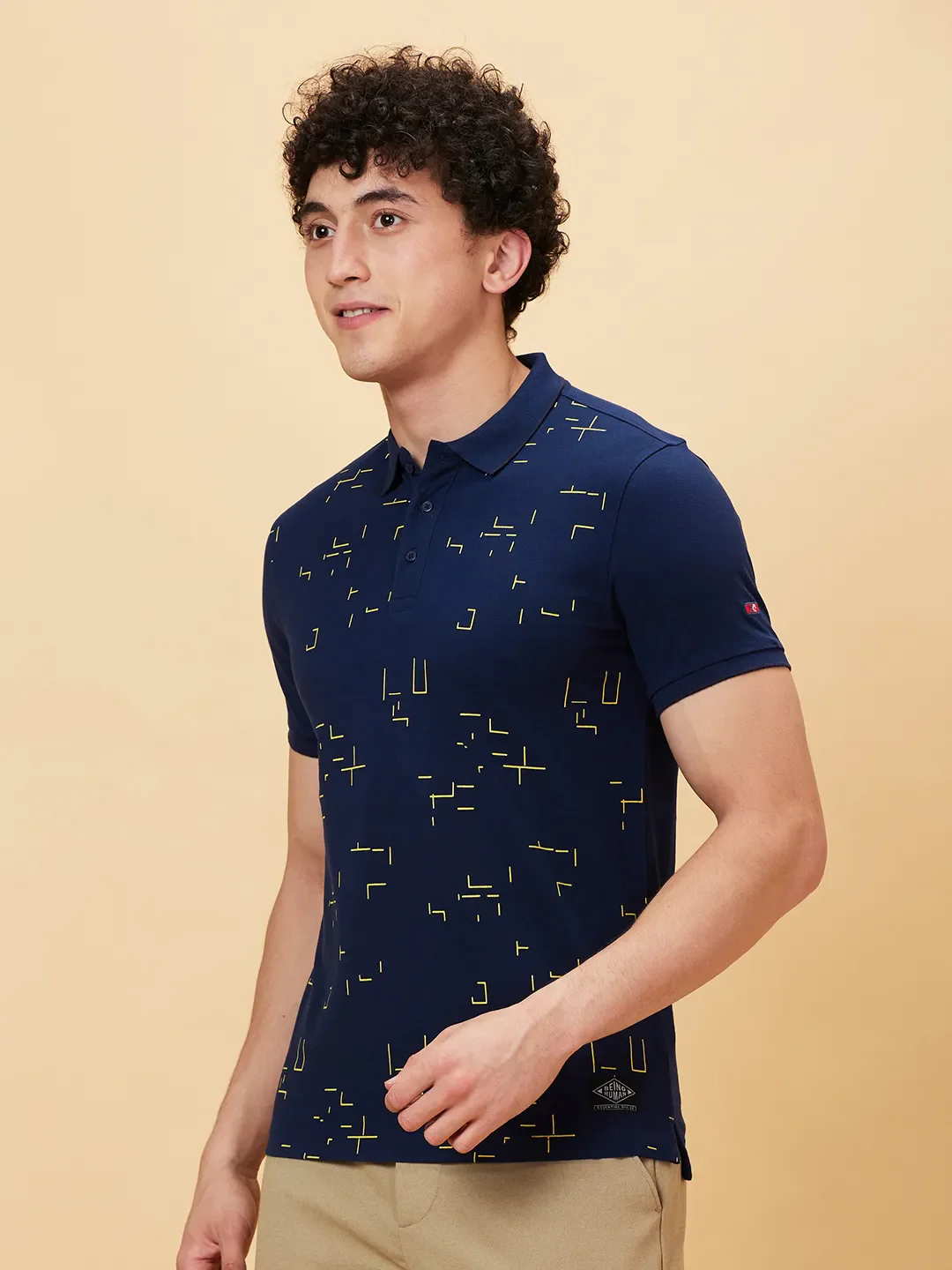 Blue Regular Fit Men's Polo T-Shirt by Being Human Clothing - Image 3