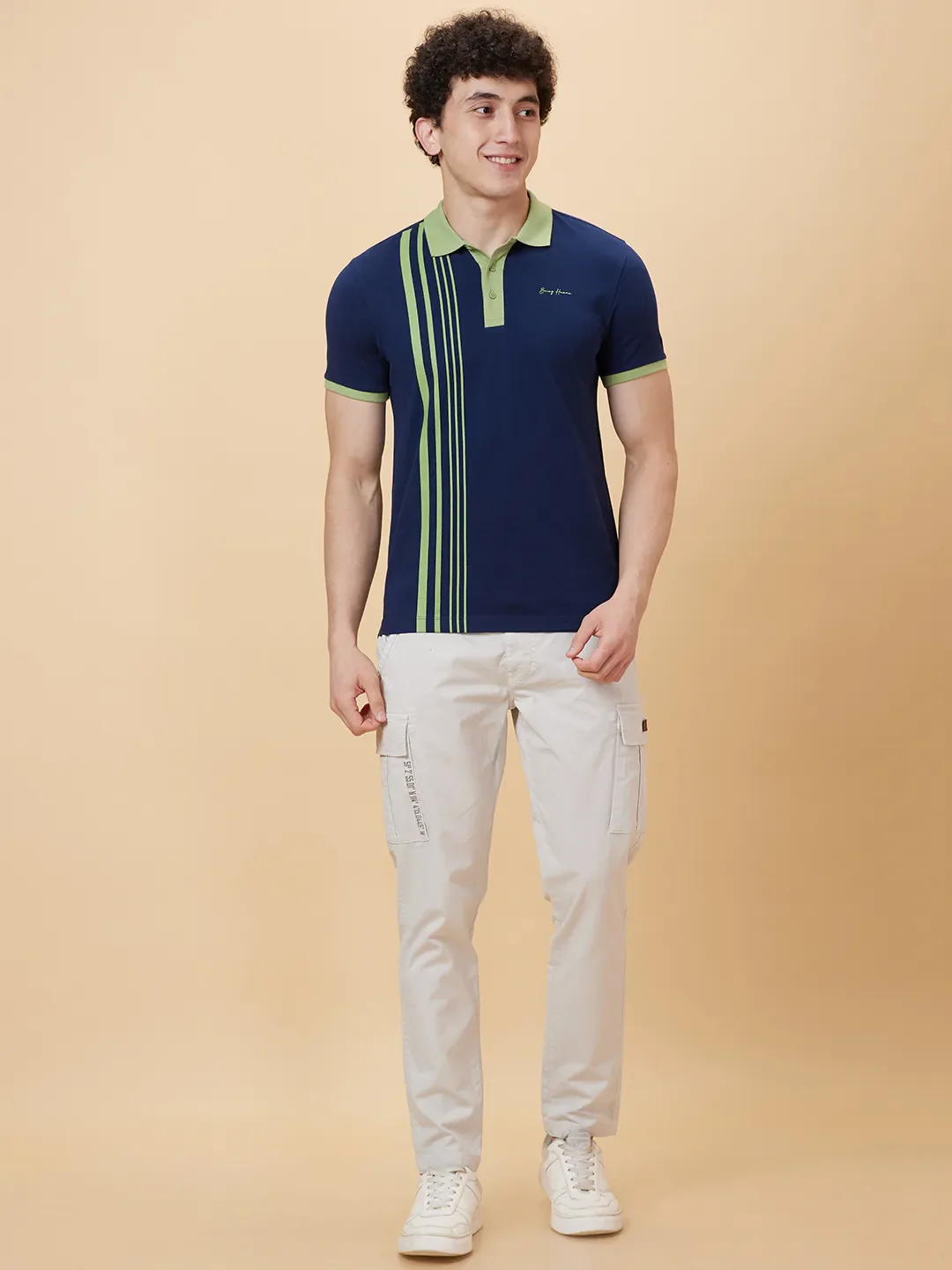 Blue Regular Fit Men's Polo T-Shirt by Being Human Clothing - Image 2