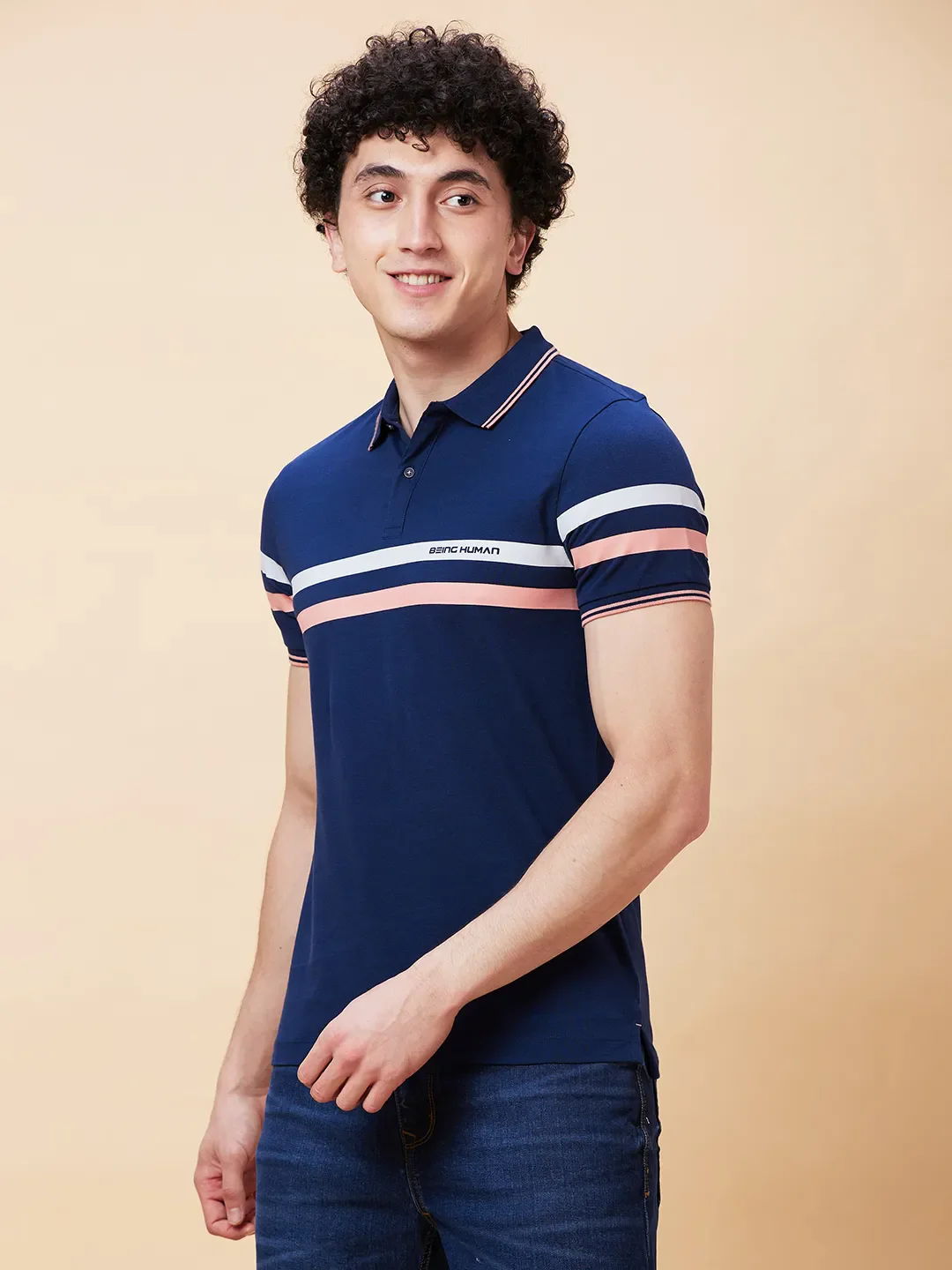 Blue Regular Fit Men's Polo T-Shirt by Being Human Clothing - Image 3