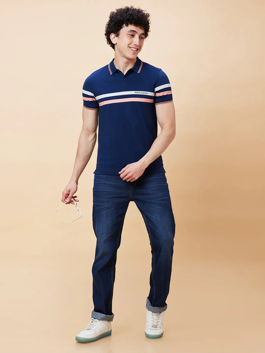 Blue Regular Fit Men's Polo T-Shirt by Being Human Clothing - Image 6