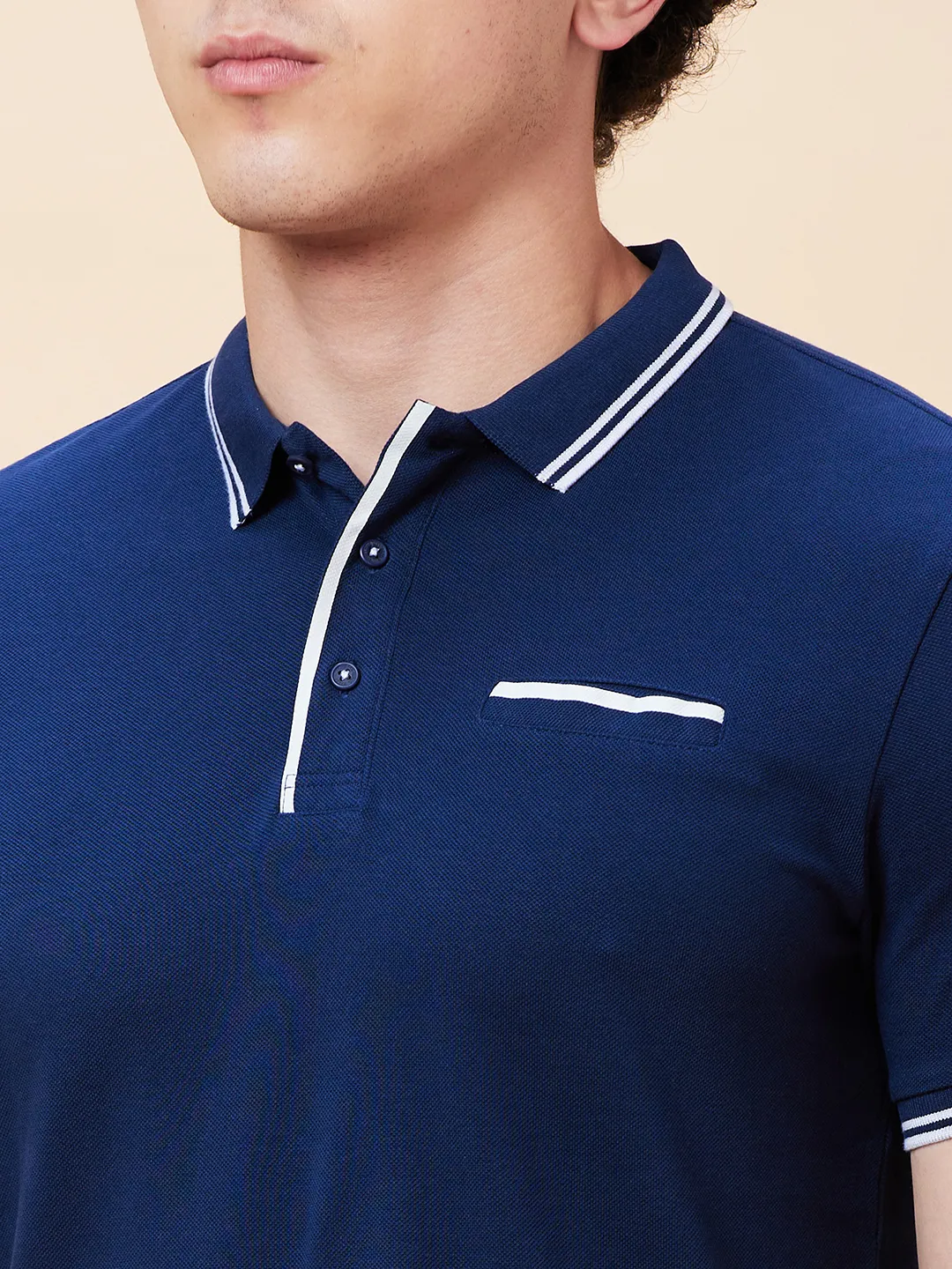 Blue Regular Fit Men's Polo T-Shirt by Being Human Clothing - Image 5