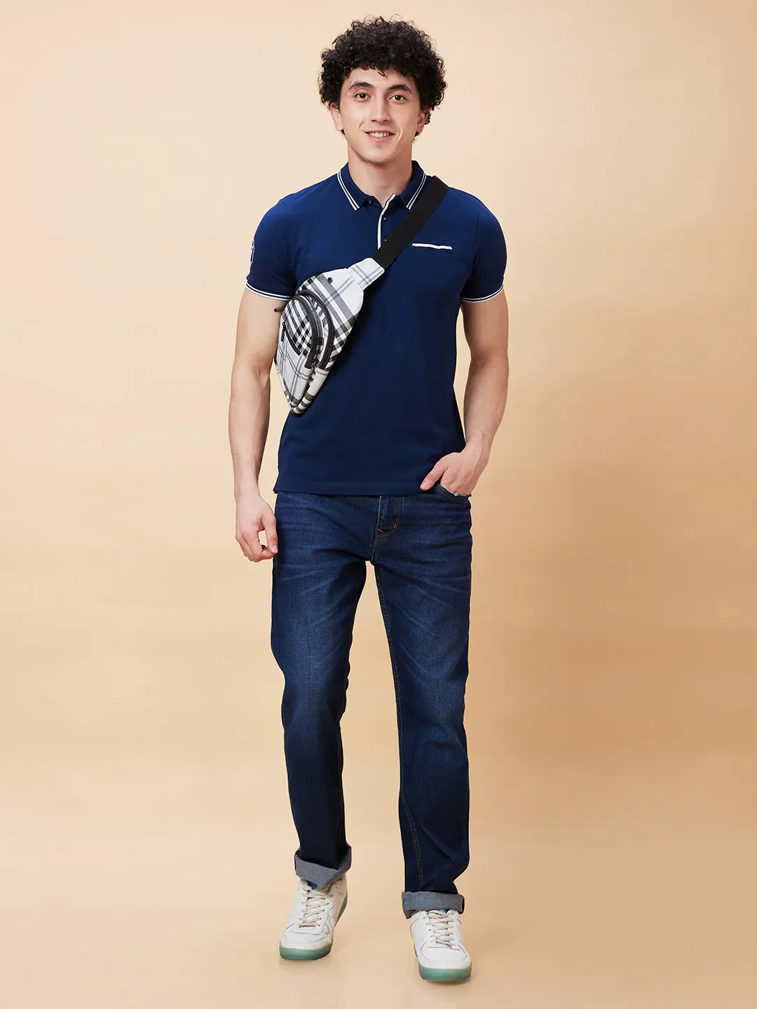 Blue Regular Fit Men's Polo T-Shirt by Being Human Clothing - Image 6