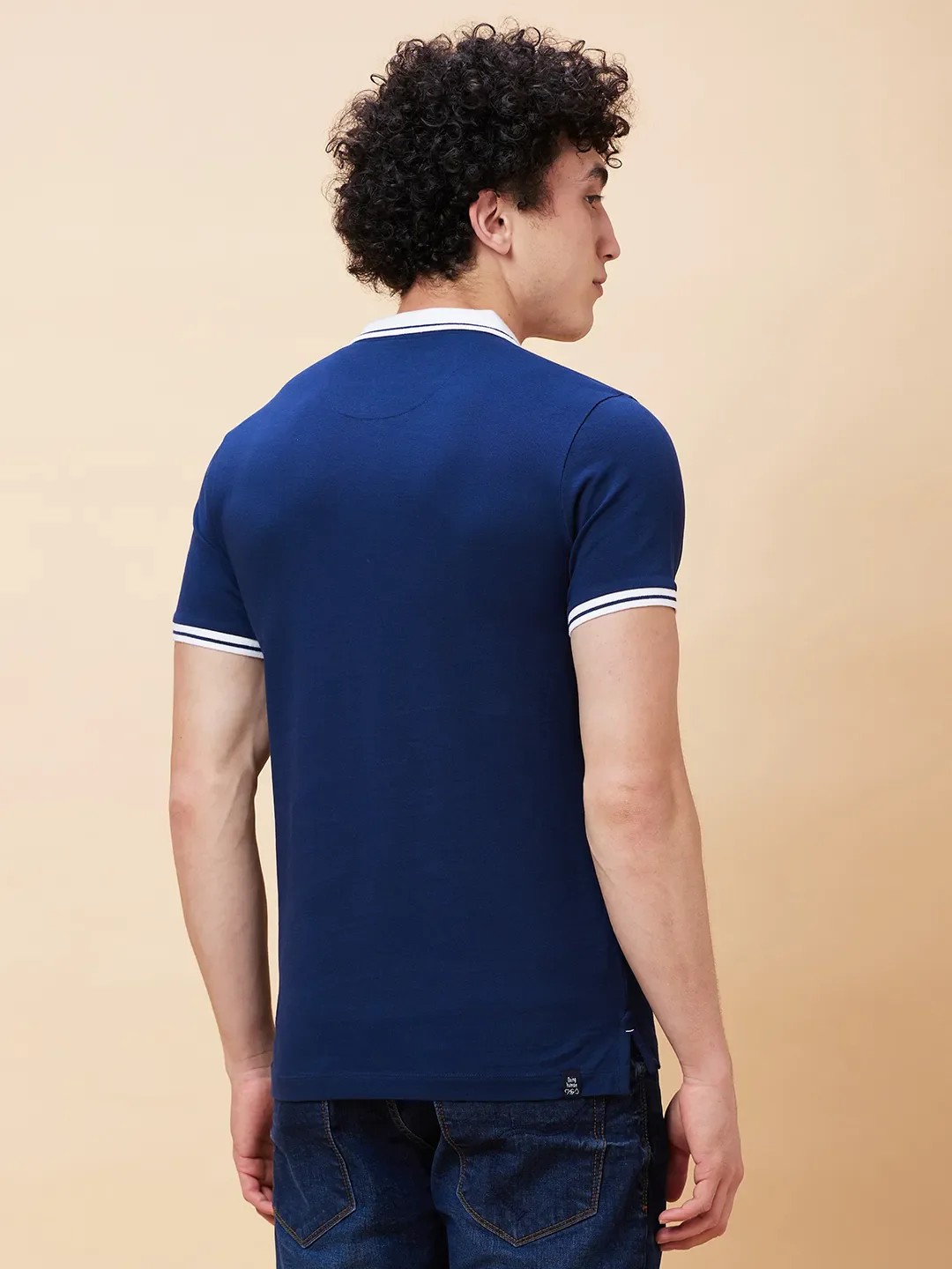 Blue Regular Fit Men's Polo T-Shirt by Being Human Clothing - Image 4