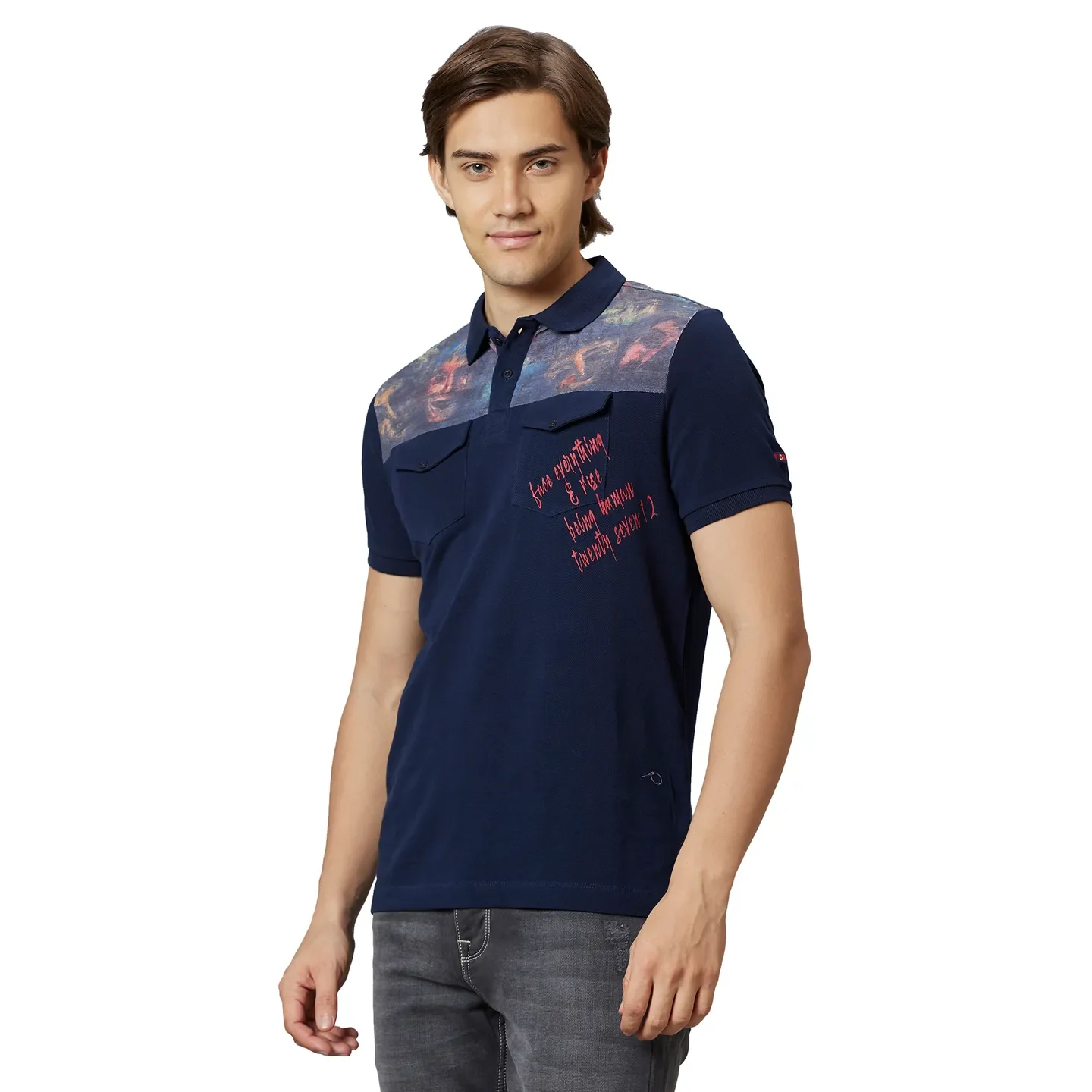 Navy Regular Fit Men's Polo T-Shirt by Being Human Clothing - Image 3