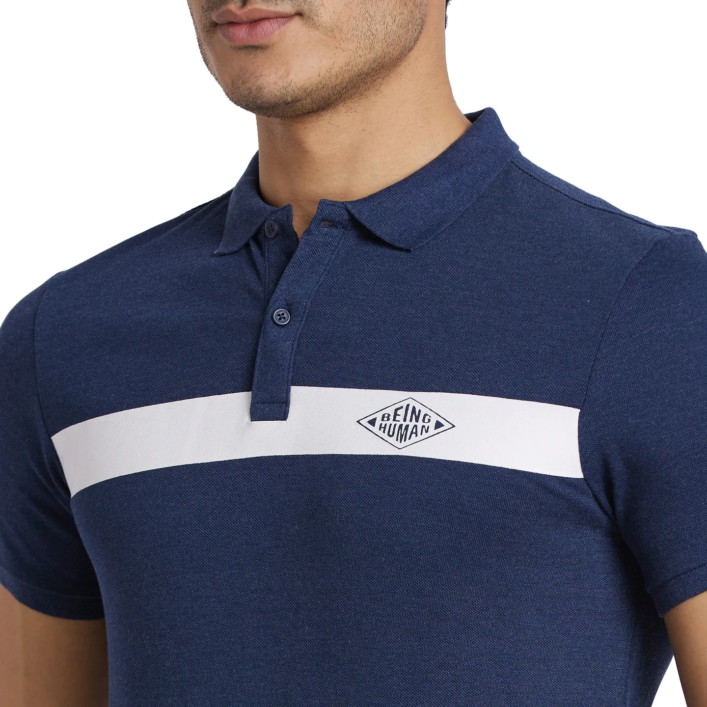 Blue Regular Fit Men's Polo T-Shirt by Being Human Clothing - Image 4