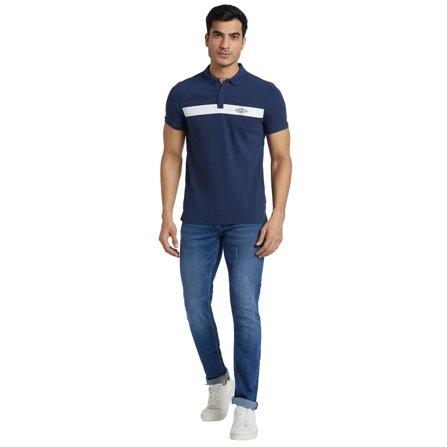 Blue Regular Fit Men's Polo T-Shirt by Being Human Clothing - Image 5