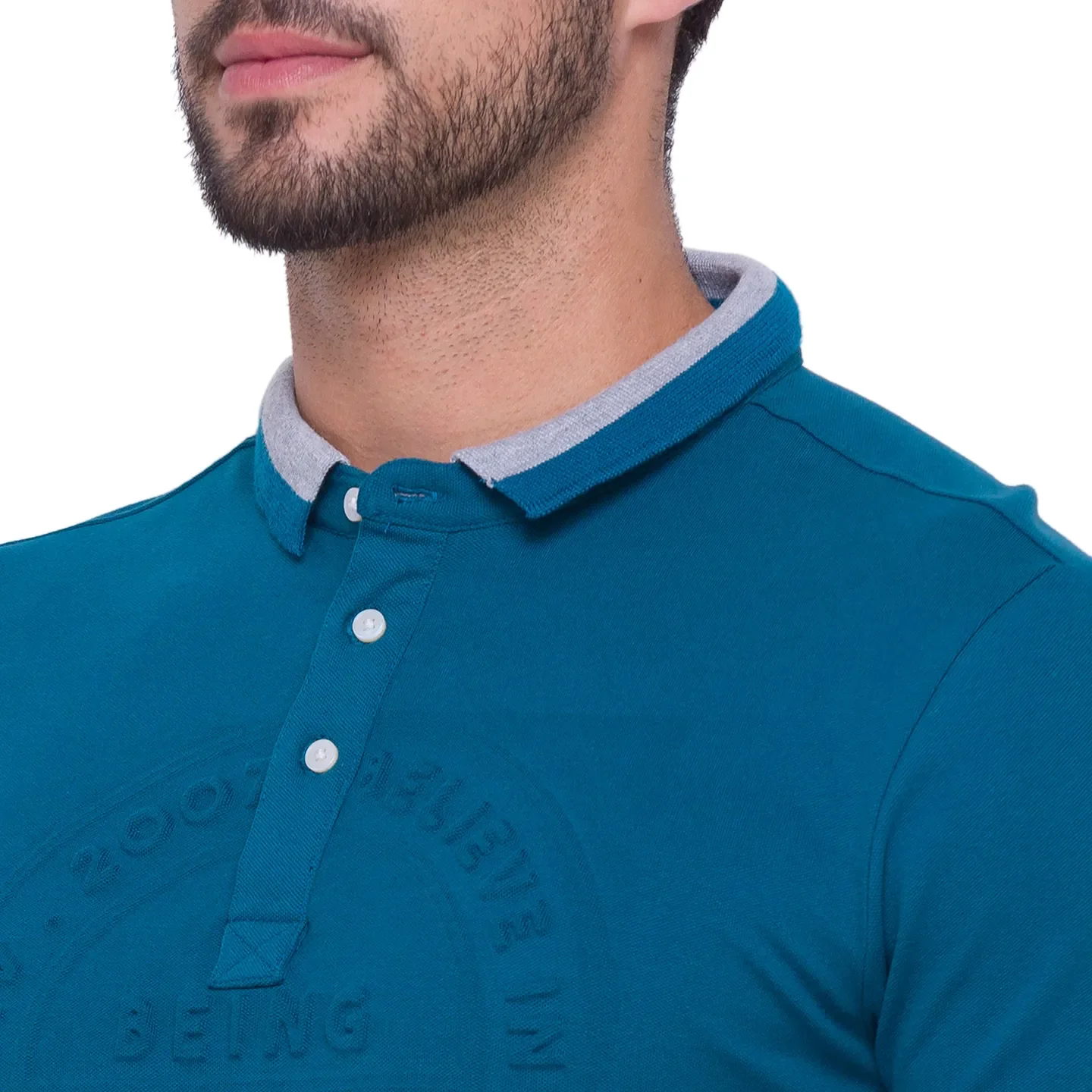 Ocean Blue Regular Fit Men's Polo T-shirt by Being Human Clothing - Image 2