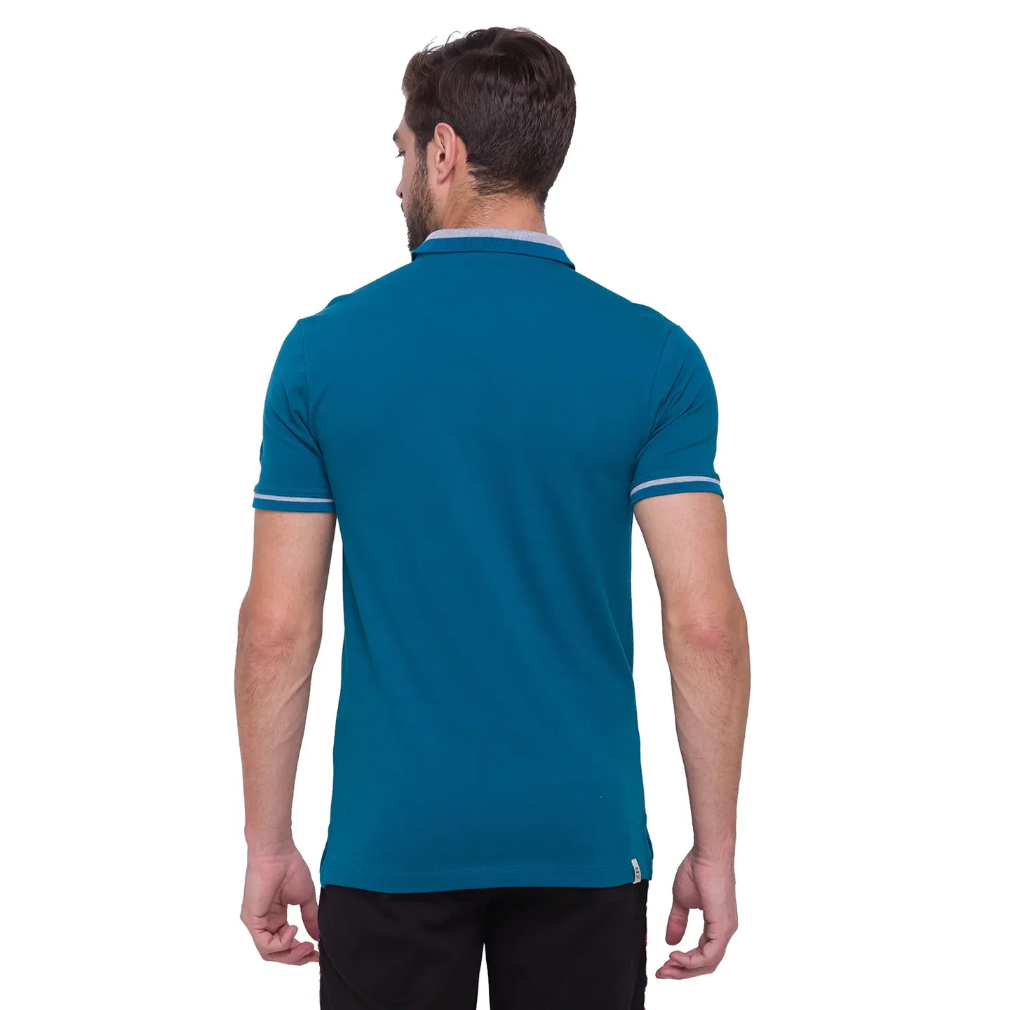 Ocean Blue Regular Fit Men's Polo T-shirt by Being Human Clothing - Image 4