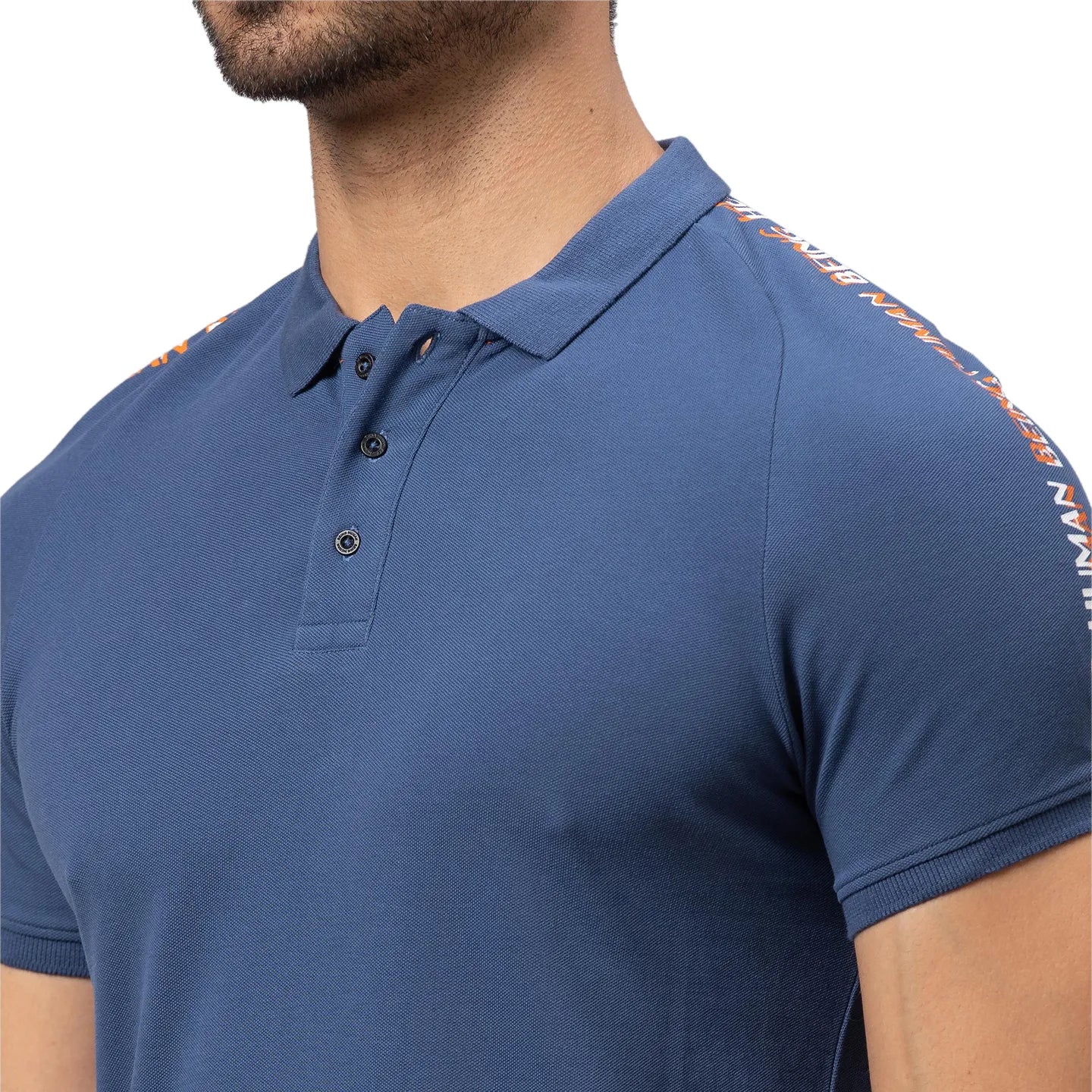 Ocean Blue Slim Fit Men's Polo T-shirt by Being Human Clothing - Image 5