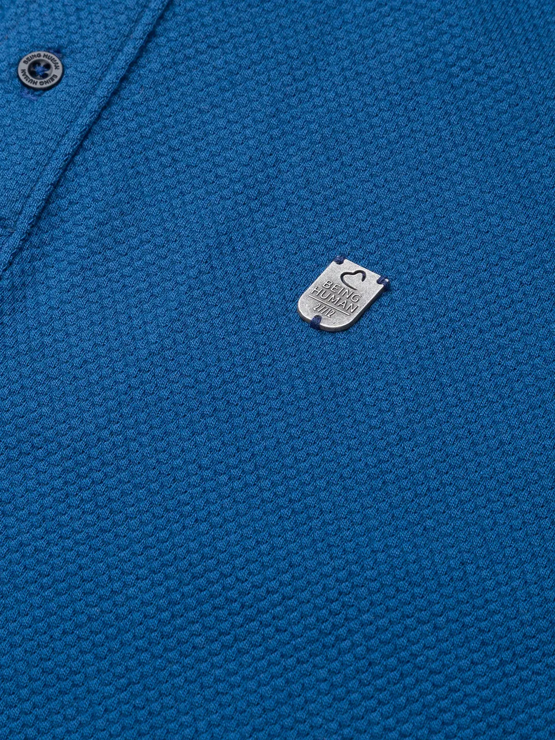 Ocean Blue Slim Fit Men's Polo T-shirt by Being Human Clothing