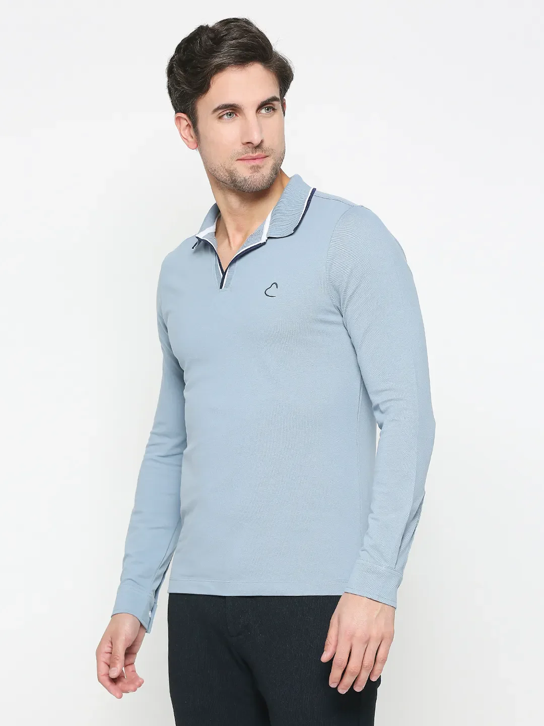 Blue Regular Fit Men's Long Sleeves Polo T-Shirt by Being Human Clothing - Image 2