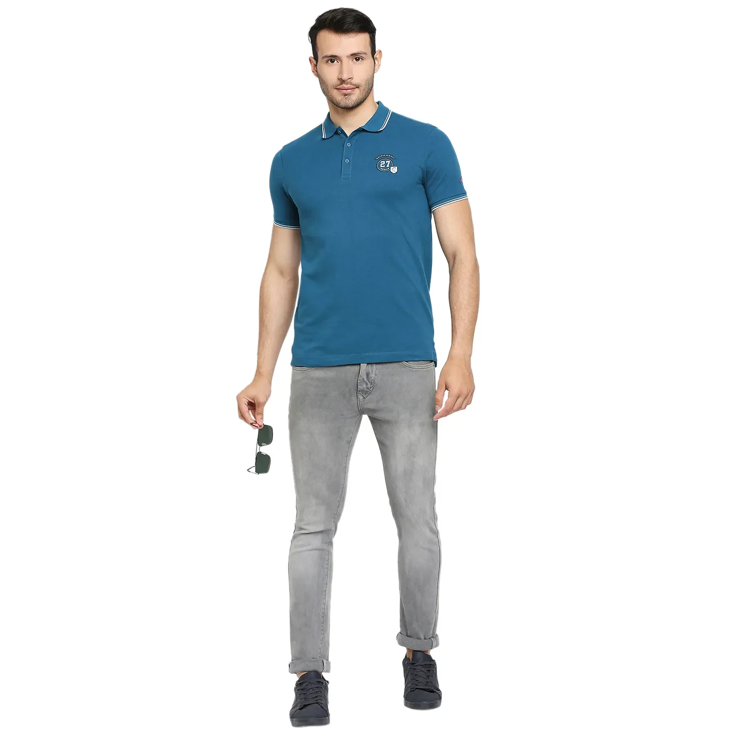 Blue Regular Fit Men's Polo T-Shirt by Being Human Clothing - Image 6