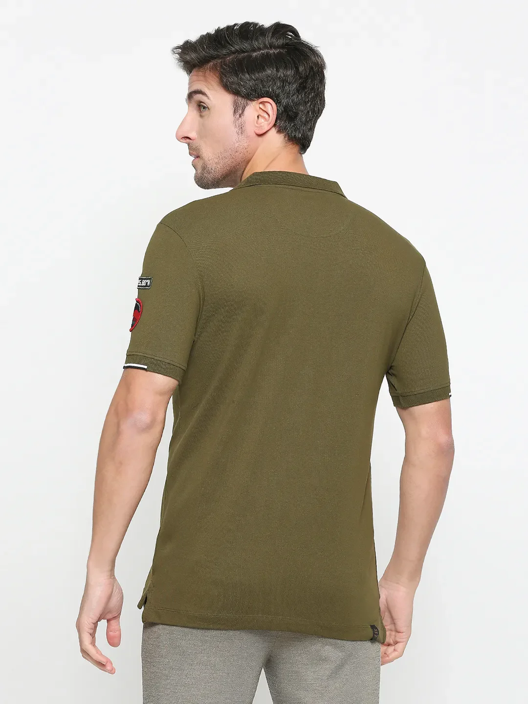 Olive Regular Fit Men's Polo T-shirt by Being Human Clothing - Image 4