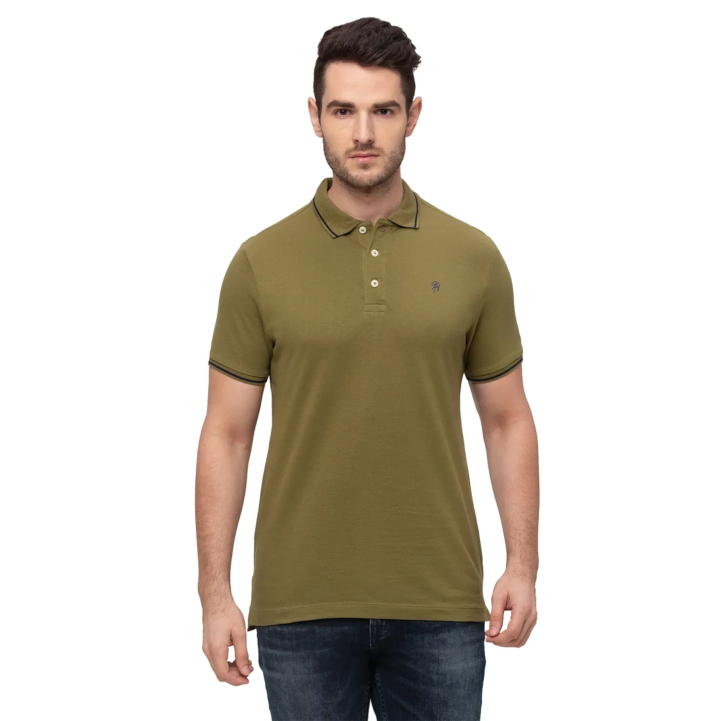 Green Regular Fit Men's Polo T-Shirt by Being Human Clothing