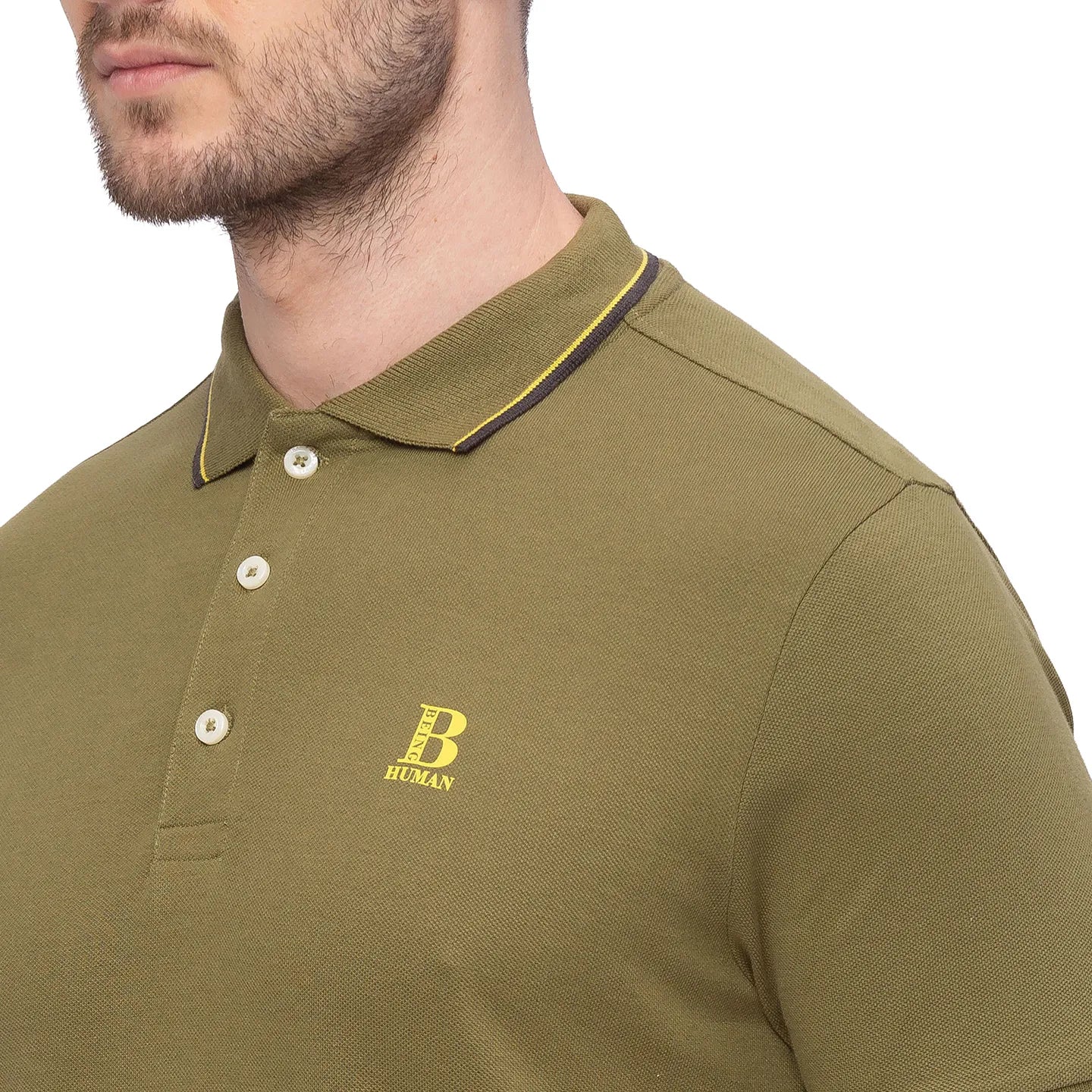 Green Regular Fit Men's Polo T-Shirt by Being Human Clothing - Image 3