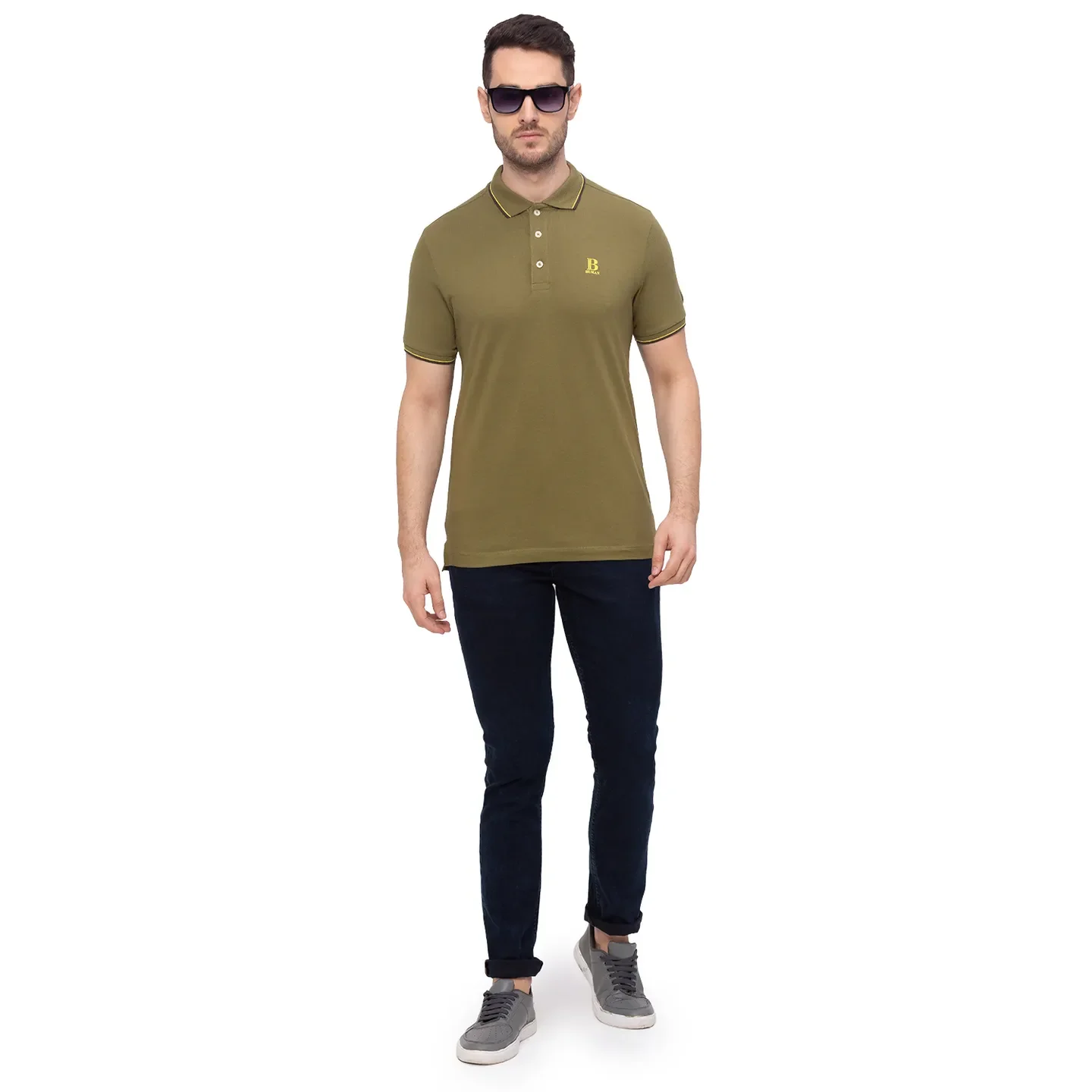 Green Regular Fit Men's Polo T-Shirt by Being Human Clothing - Image 6