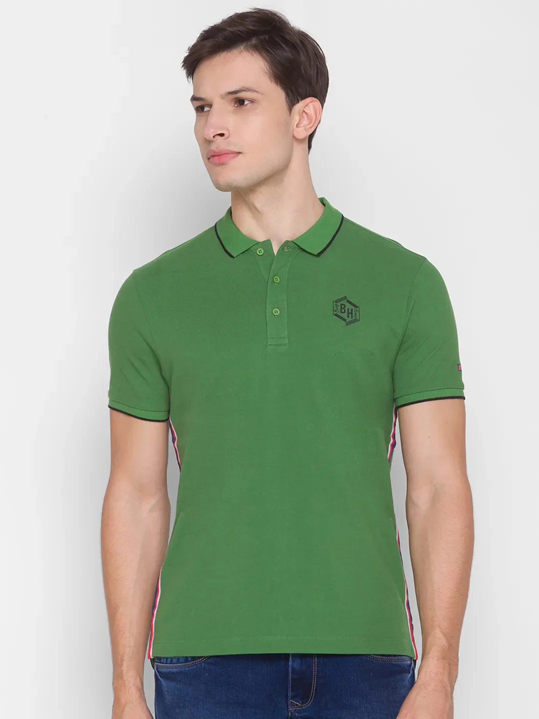 Green Regular Fit Men's Polo T-Shirt by Being Human Clothing