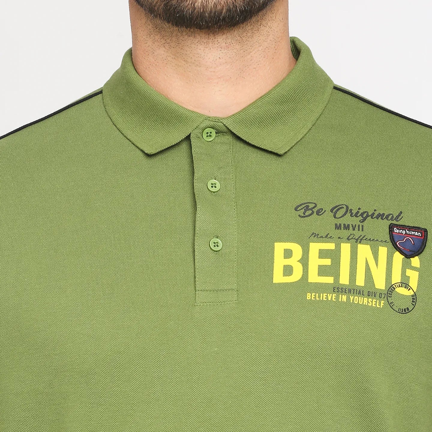 Green Regular Fit Men's Polo T-Shirt by Being Human Clothing - Image 5