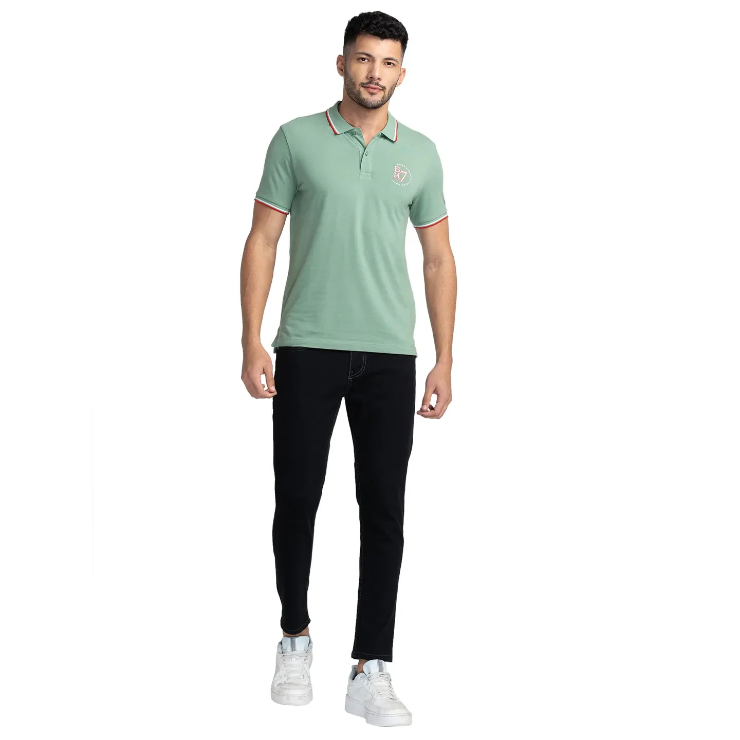 Green Regular Fit Men's Polo T-Shirt by Being Human Clothing - Image 2