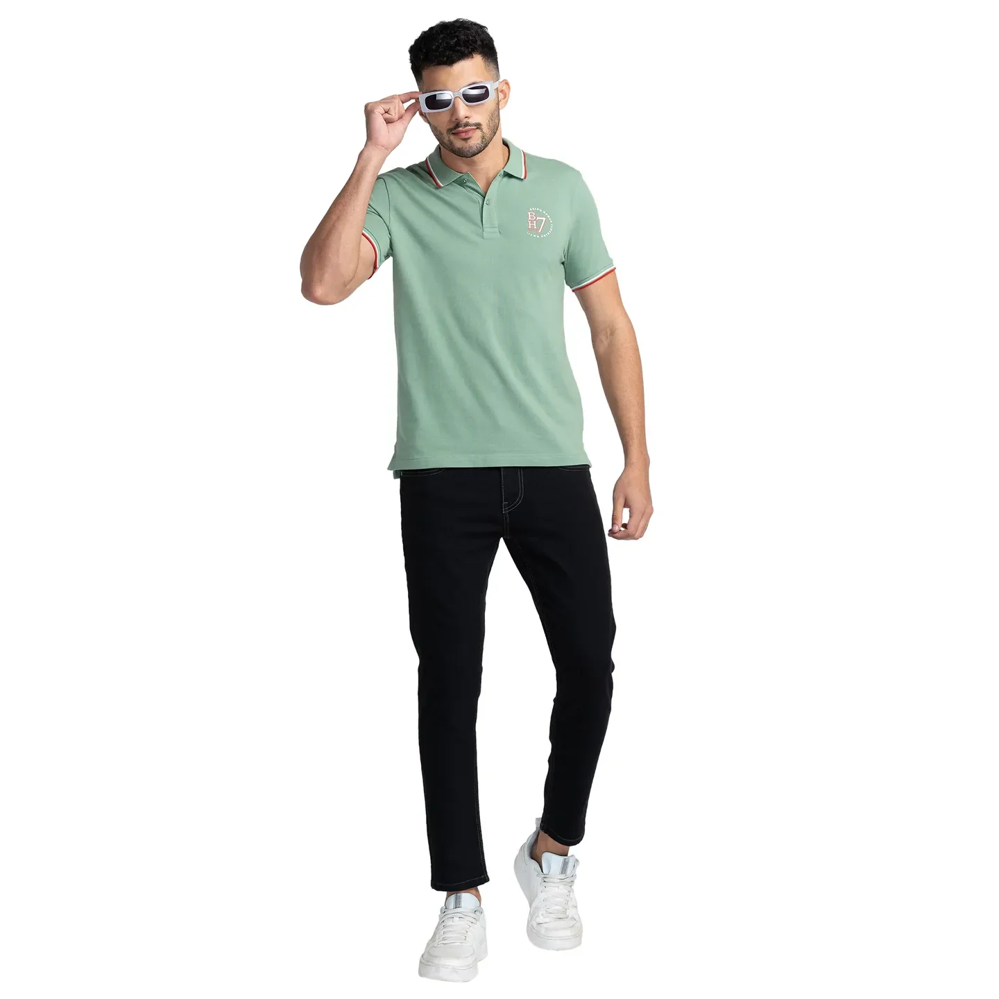 Green Regular Fit Men's Polo T-Shirt by Being Human Clothing - Image 6
