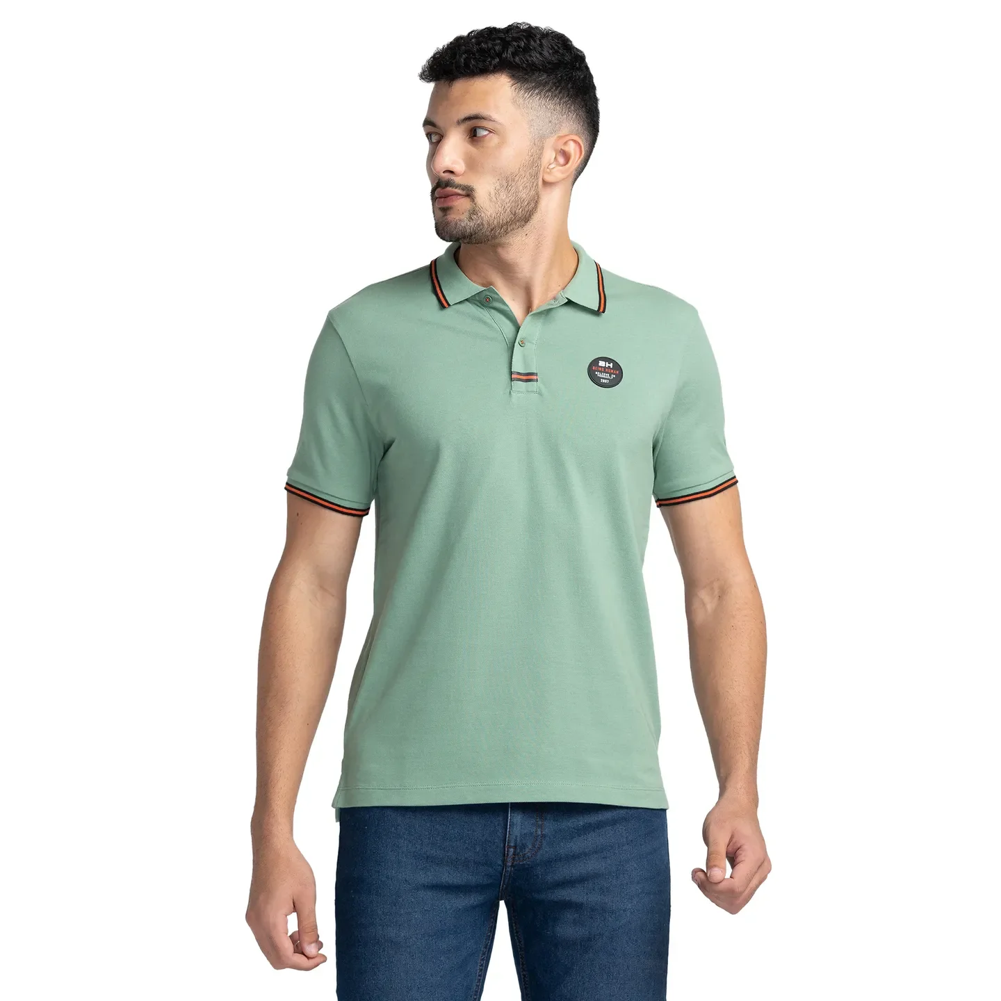 Green Regular Fit Men's Polo T-Shirt by Being Human Clothing