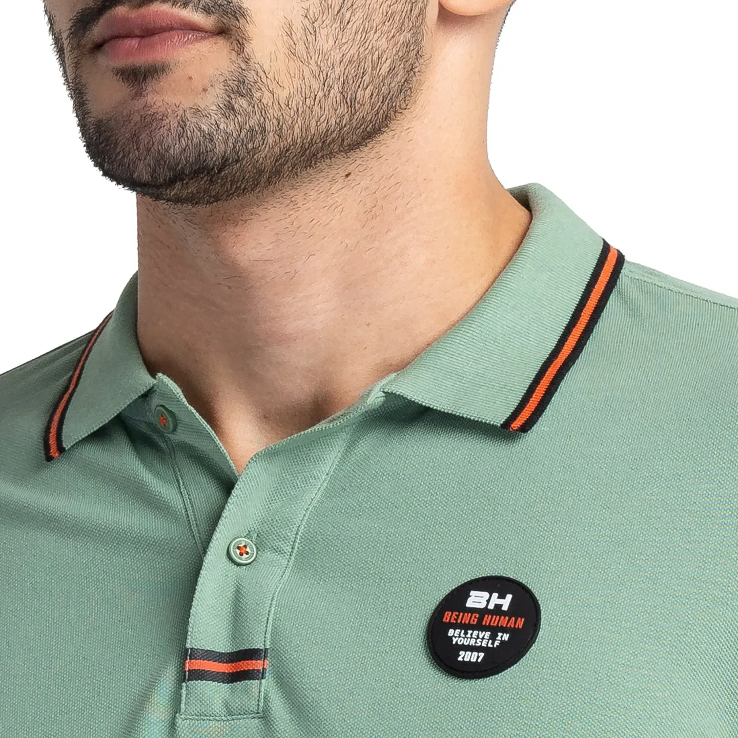 Green Regular Fit Men's Polo T-Shirt by Being Human Clothing - Image 5