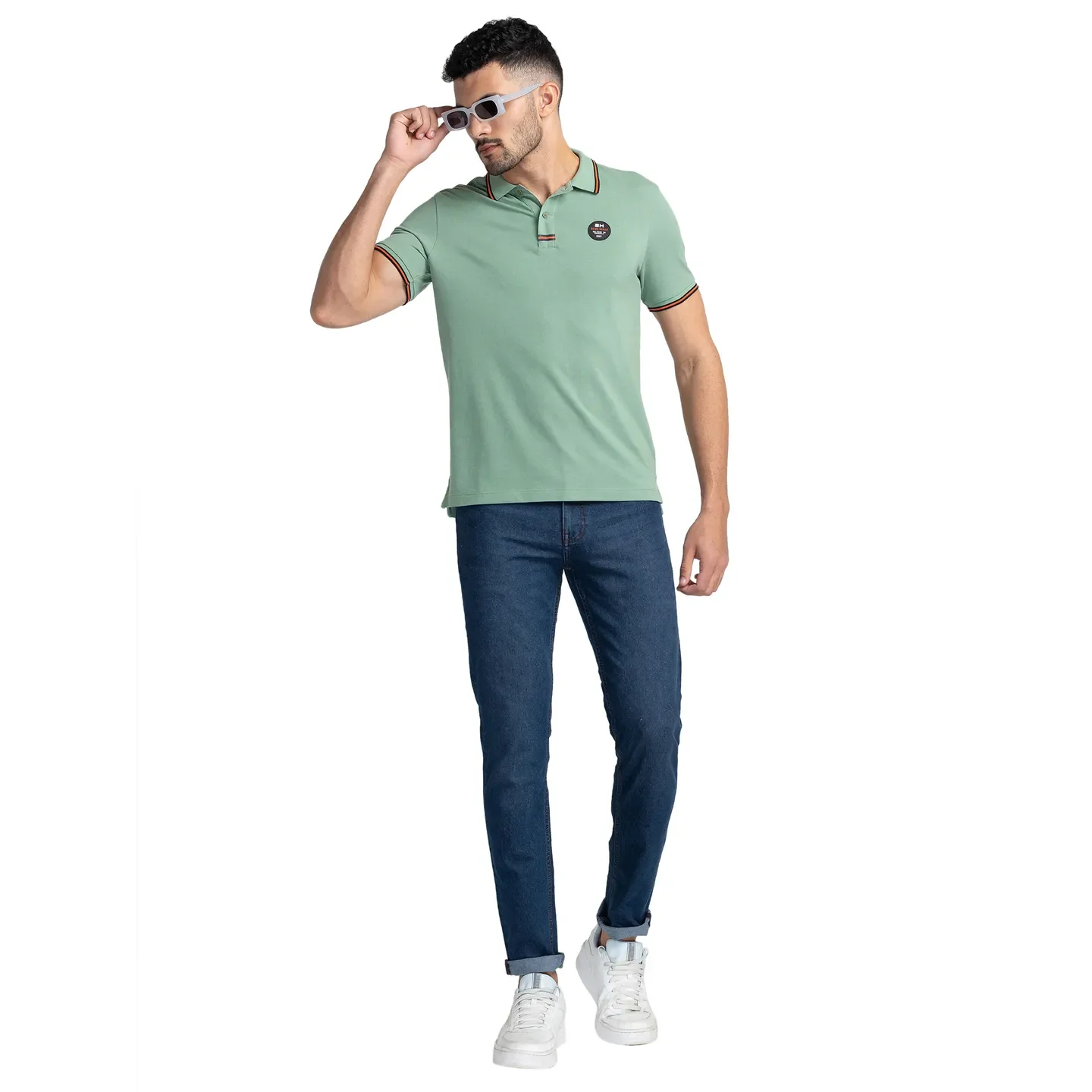 Green Regular Fit Men's Polo T-Shirt by Being Human Clothing - Image 6