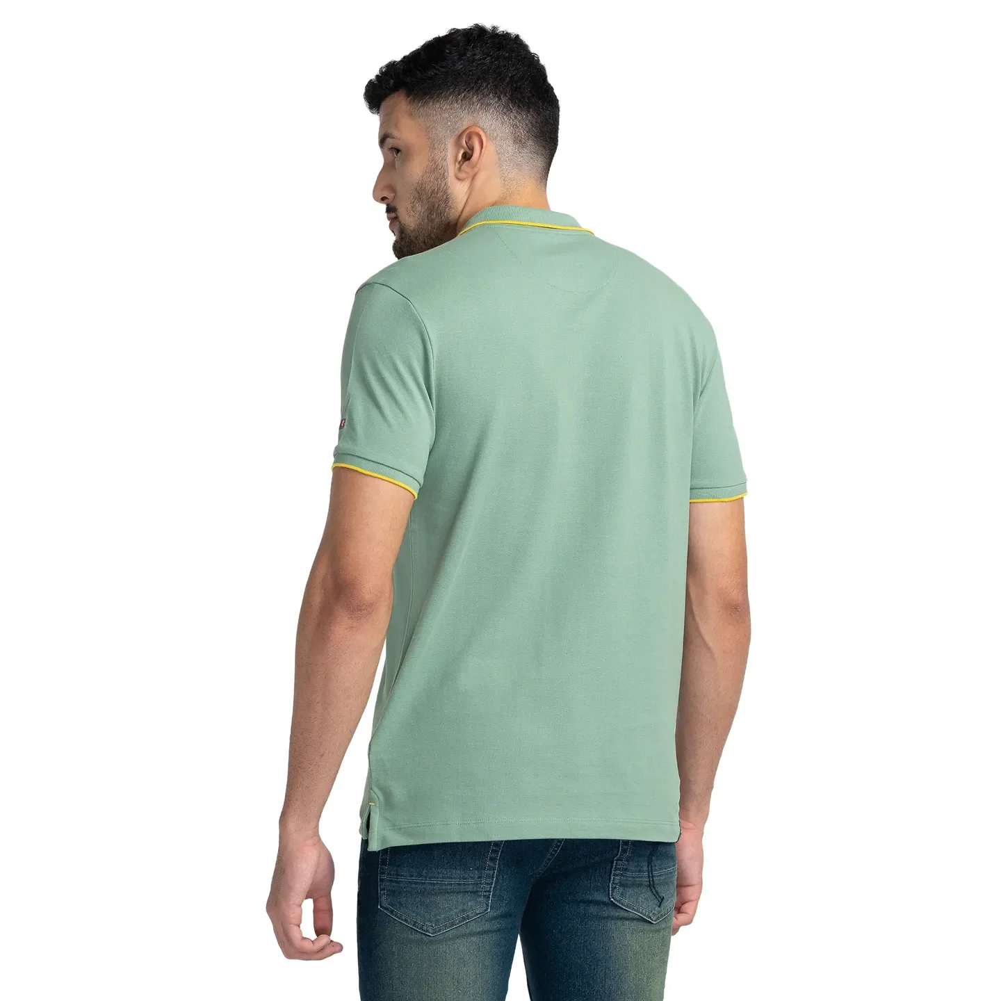 Green Regular Fit Men's Polo T-Shirt by Being Human Clothing - Image 3