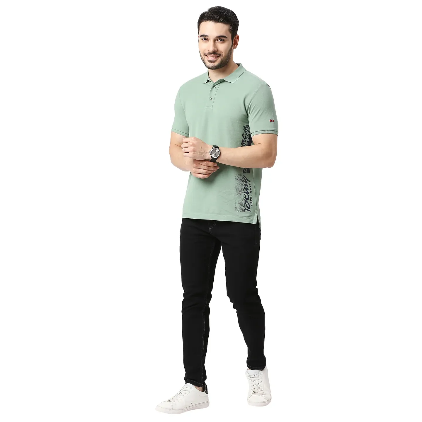 Green Regular Fit Men's Polo T-Shirt by Being Human Clothing - Image 5