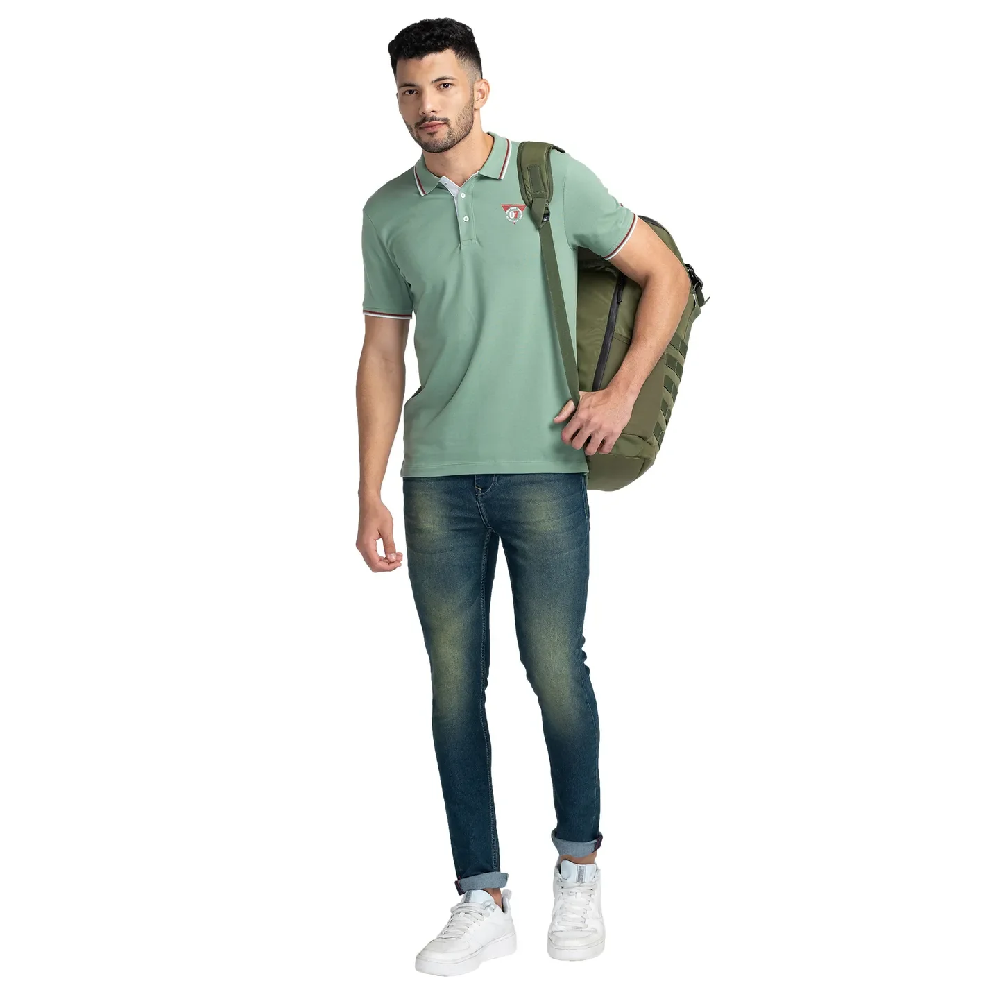 Green Regular Fit Men's Polo T-Shirt by Being Human Clothing - Image 6
